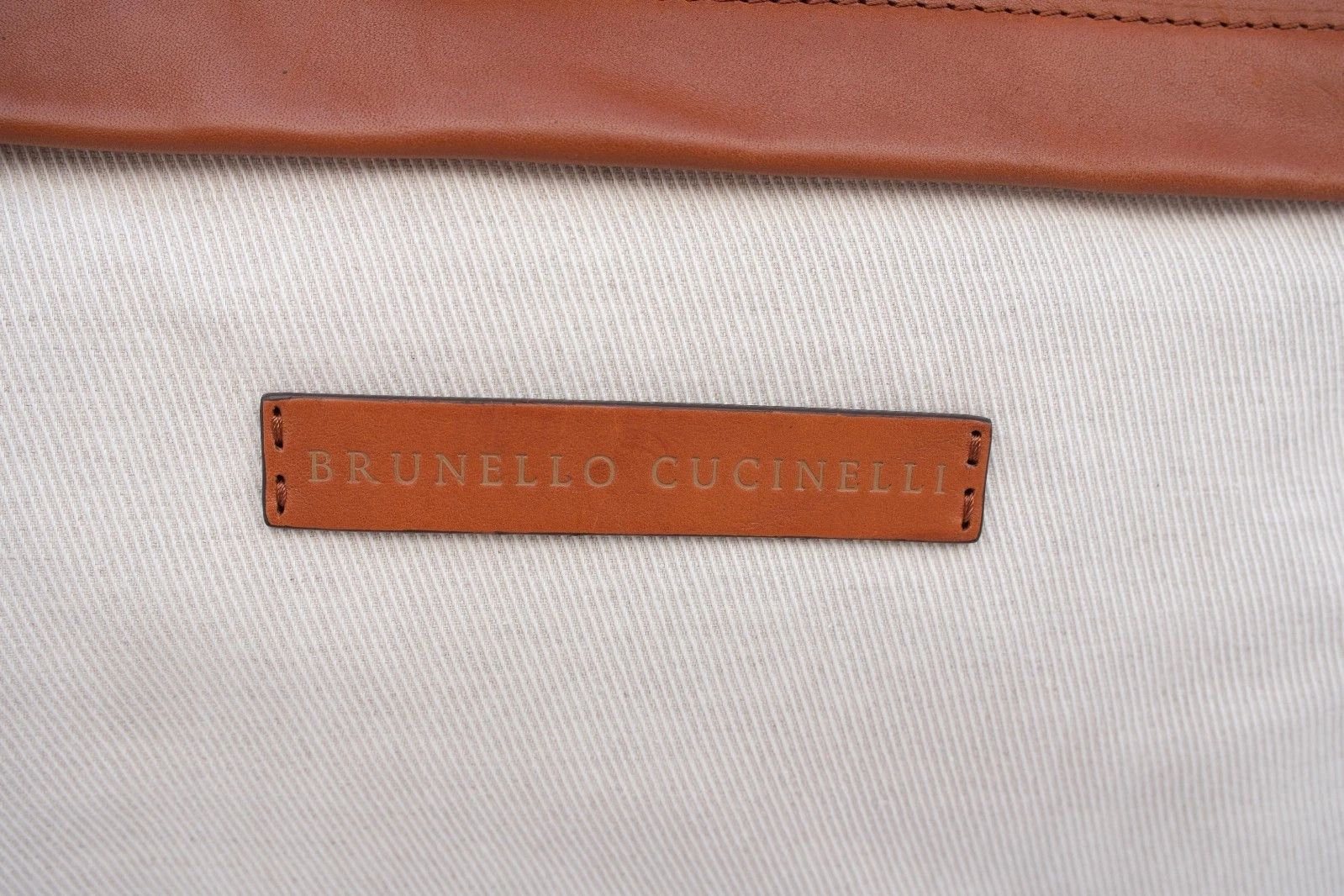Brunello Cucinelli New Brunello Cucinelli Brown Beige Leather Weekend Bag Size ONE SIZE - 2 Thumbnail
