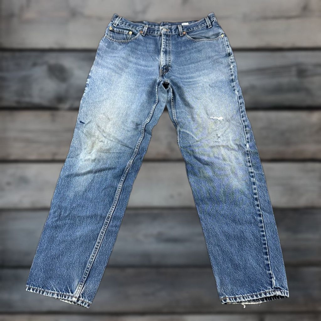 Levi's VTG Levi's 550 Jeans Mens 38x34 Blue Relaxed Taper Distressed 5-Pocket Denim Cotton 36 Waist 34 Inseam Vintage 90s Shirt? Size US 38 / EU 54 - 1 Thumbnail