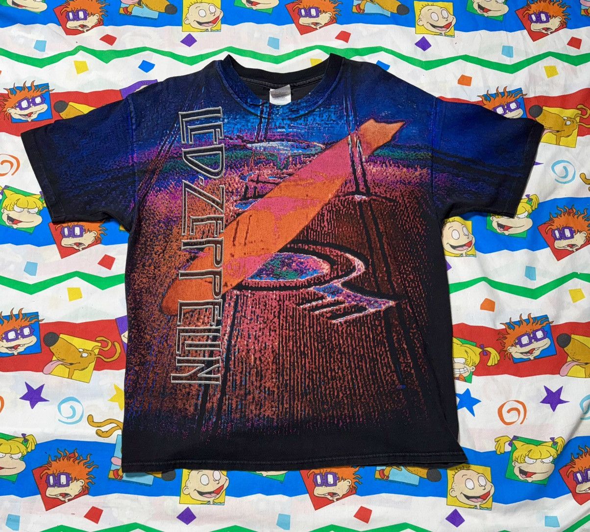 Hanes Vintage 1990s LED ZEPPELIN All Over Print T-SHIRT Size US XL / EU 56 / 4 - 1 Thumbnail