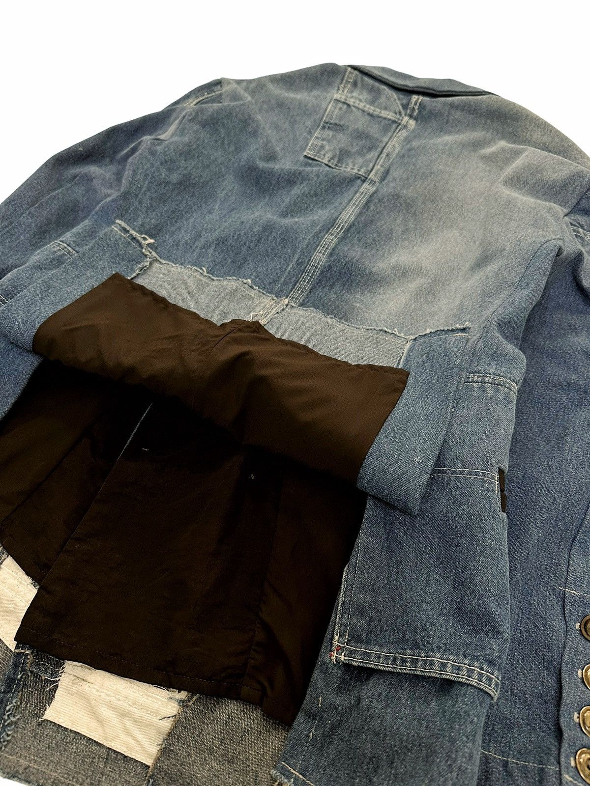 Greg Lauren Sz0 Vintage Denim DB Double Breasted Blazer Coat Size 48R - 4 Thumbnail