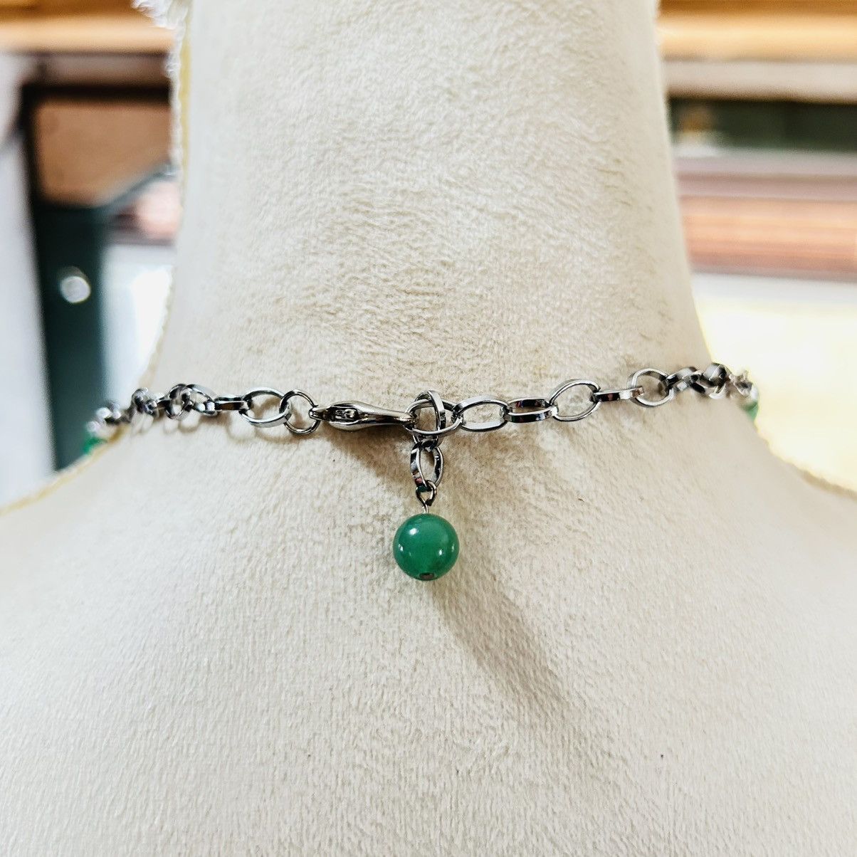 Handmade Handcrafted genuine stone silver chain necklace Size ONE SIZE - 4 Thumbnail
