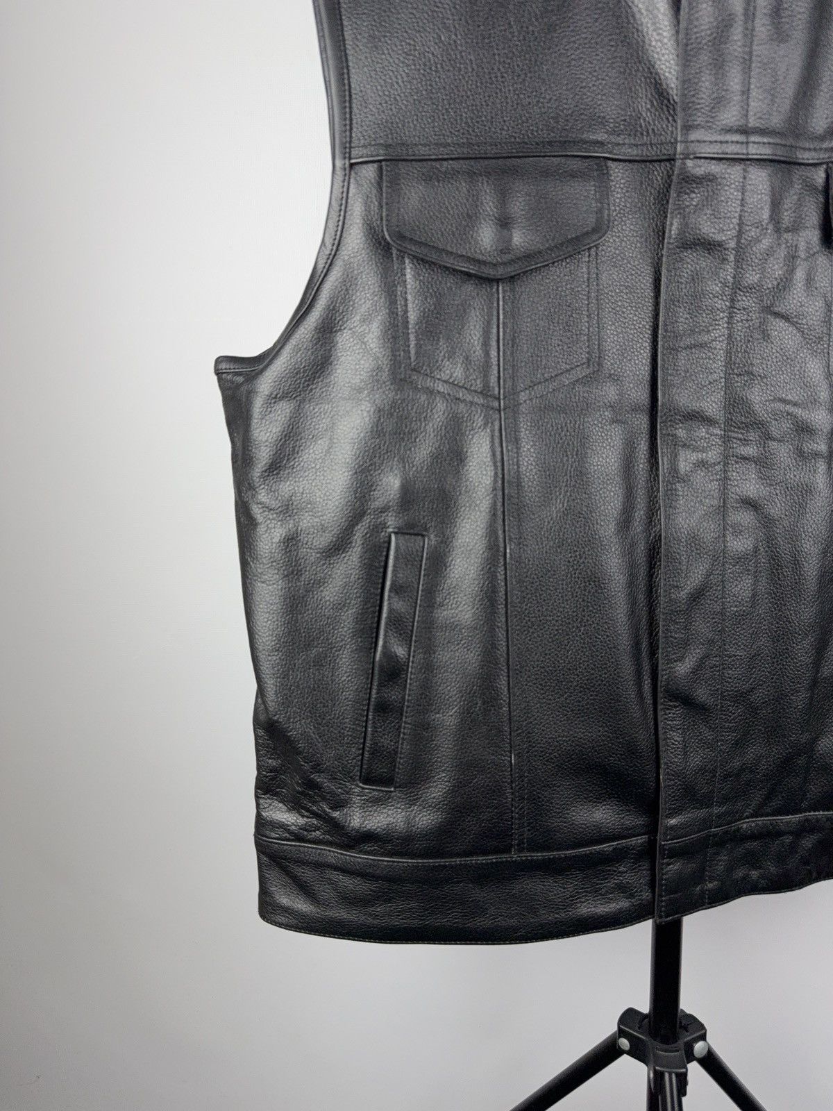 Leather Vintage 90s Genuine Leather MOTO Vest Rock Punk Rick Chrome Size US XL / EU 56 / 4 - 3 Thumbnail