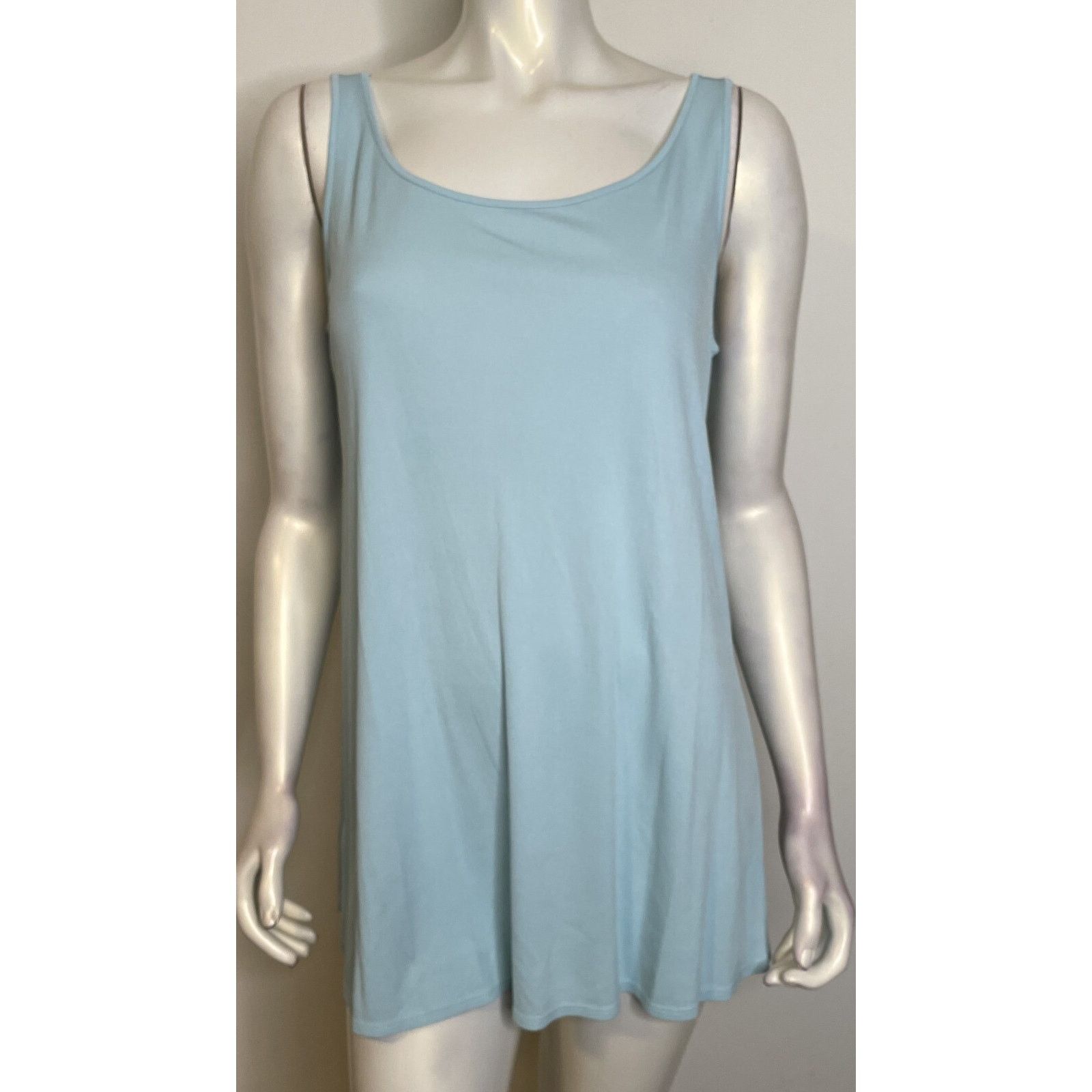 Eileen Fisher Eileen Fisher Capri Blue Scoop Neck Tunic Top M NWT Silk Size M / US 6-8 / IT 42-44 - 1 Thumbnail