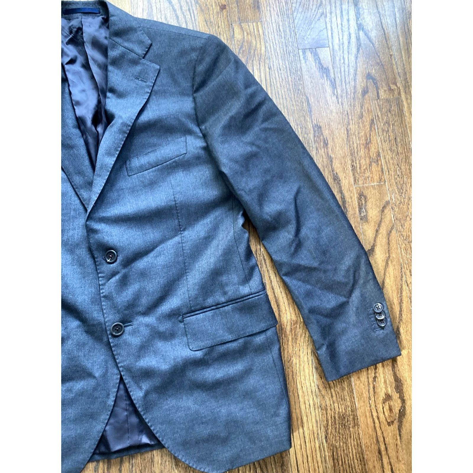 Proper Cloth Proper Cloth Blazer Mens 39 Wool Gray Surgeon’s Cuffs Notch Lapel Two-Button Front Single-Breasted Regular Fit 2 Piece Vintage: No Size 40R - 3 Thumbnail