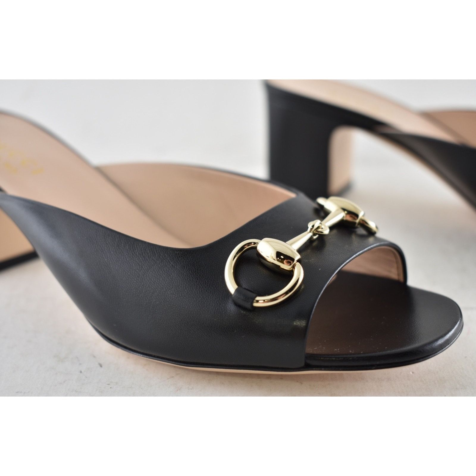 Gucci Gucci Lady Horsebit Black Leather Gold Block Heel Mule 37.5 Size US 7.5 / IT 37.5 - 7 Thumbnail