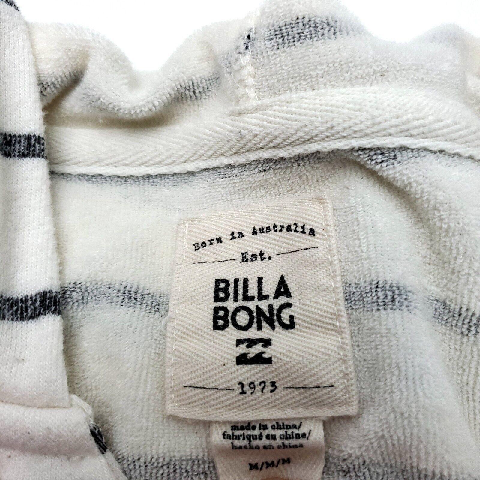Billabong Billabong Cream Gray Striped Medium Sweater Long Sleeve V Ne Size M / US 6-8 / IT 42-44 - 5 Thumbnail