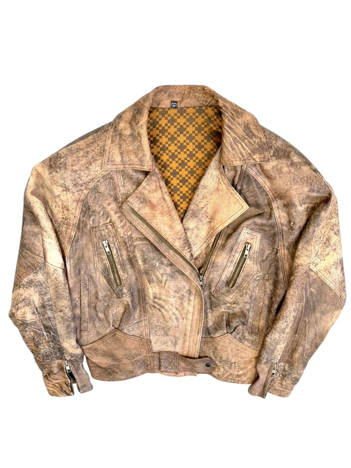 Genuine Leather Vintage Faded Biker Cropped Avantgarde Leather Jacket Size M / US 6-8 / IT 42-44 - 1 Thumbnail