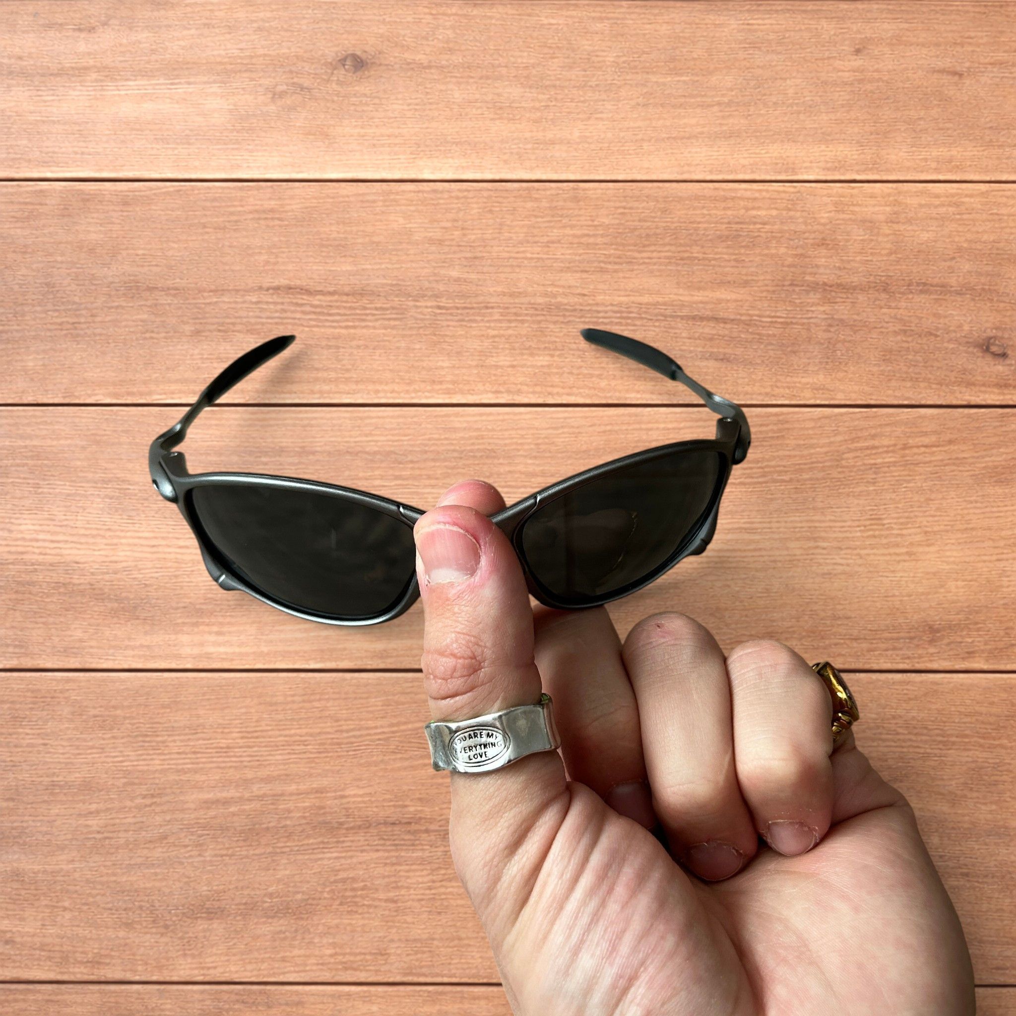 Japanese Brand Insane metal frame sunglasses in grey with black lens. Size ONE SIZE - 2 Thumbnail