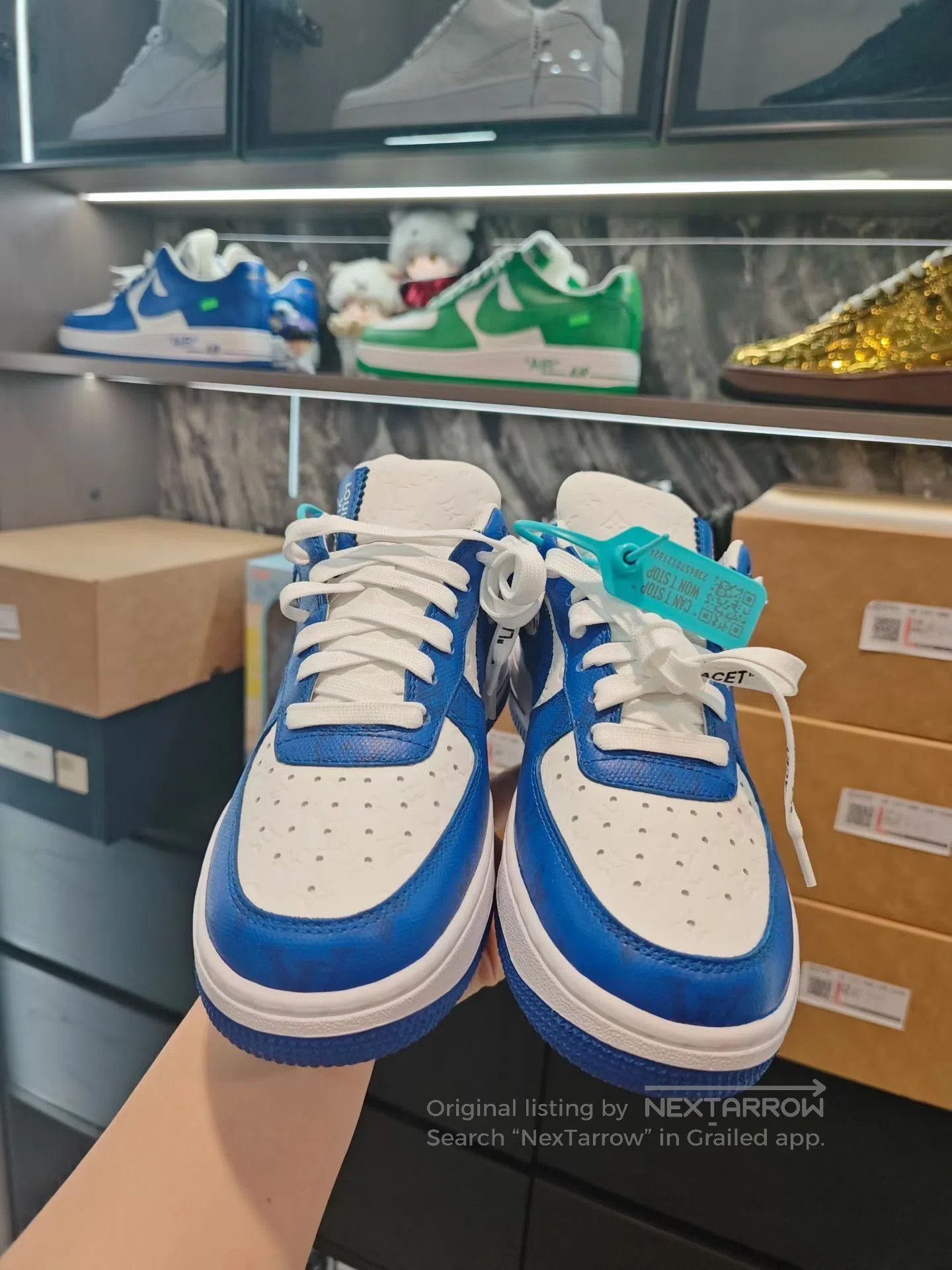 Louis Vuitton Nike Air Force 1 Blue White. Size US 7 / IT 37 - 2 Thumbnail