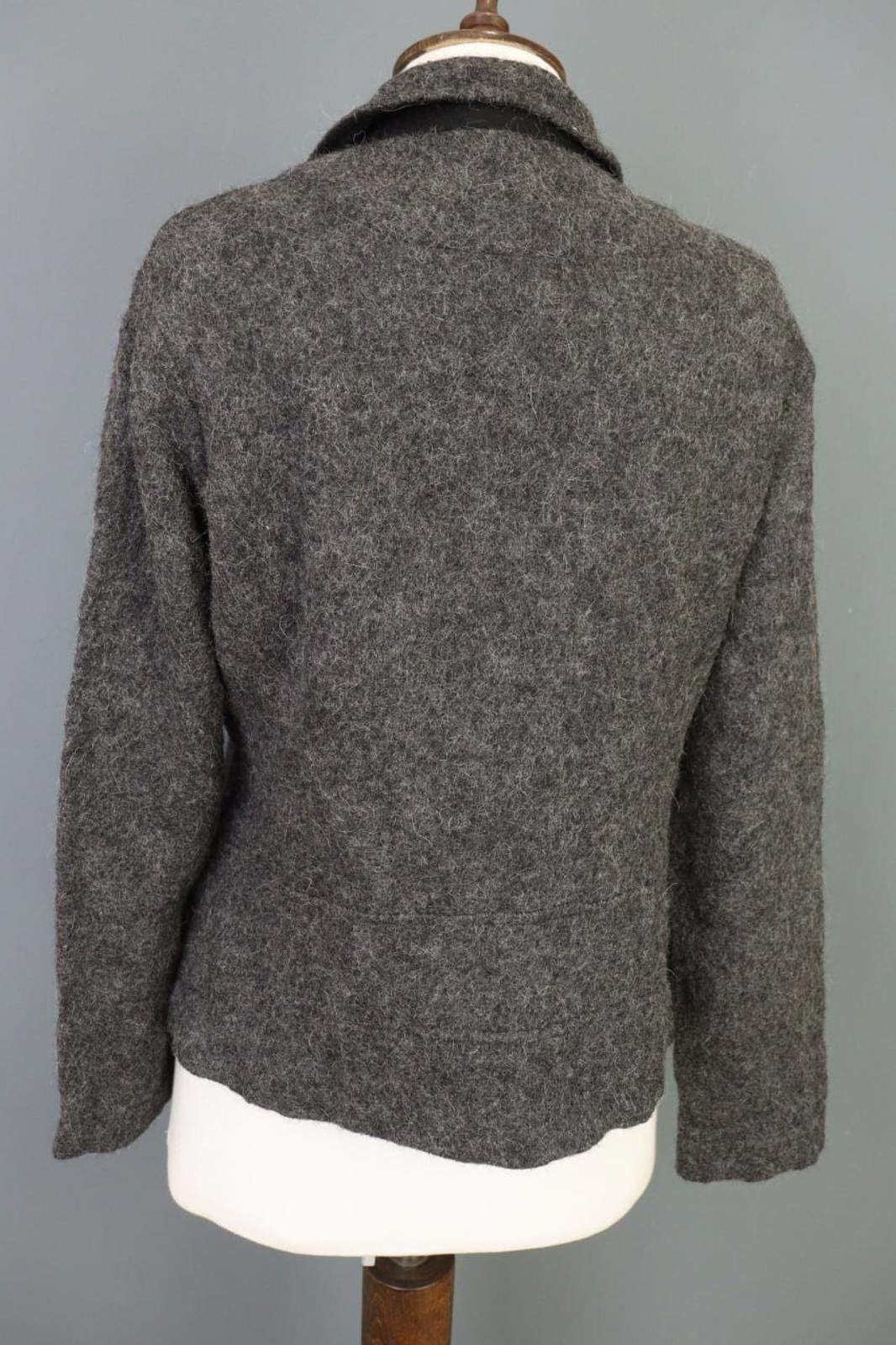 Designer Peruvian Connection Blazer Size 10 Gray Knit Alpaca Button Size L / US 10 / IT 46 - 12 Thumbnail