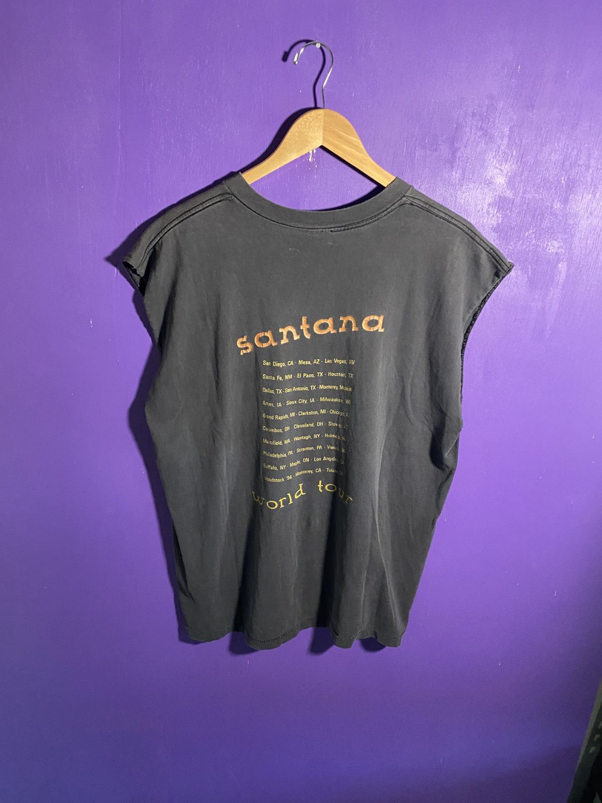 Band Tees Vintage 90s Carlos santana world tour faded cutoff Size US L / EU 52-54 / 3 - 2 Thumbnail