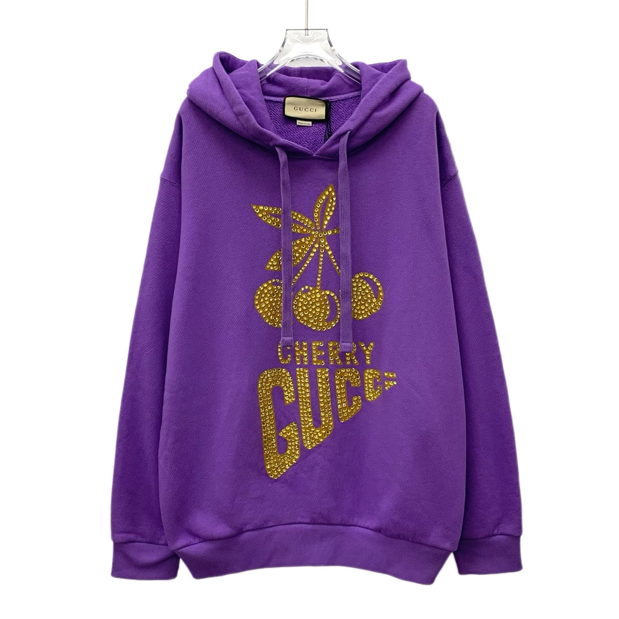 Gucci GUCCI Purple Cotton Hoodie With Gold Crystal Cherry Design S Size M / US 6-8 / IT 42-44 - 1 Thumbnail