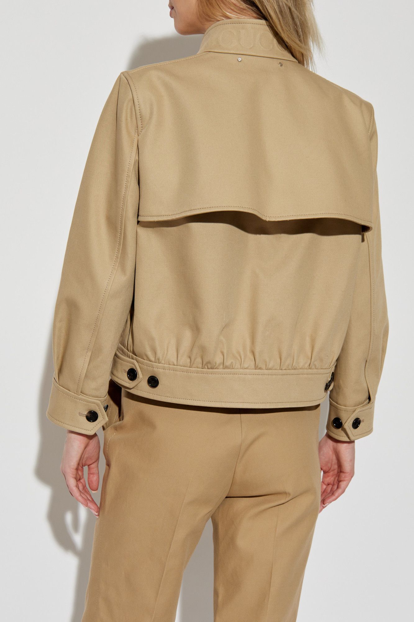Gucci o1la5ras0526 Embossed Cotton Drill Bomber Jacket in Beige Size XS / US 0-2 / IT 36-38 - 4 Thumbnail