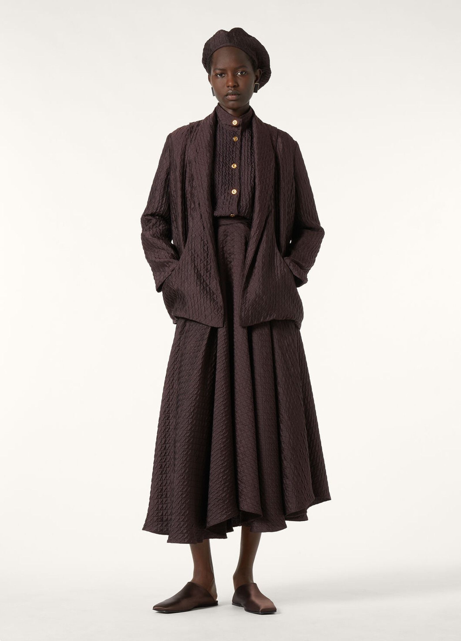 Loro Piana o1srvl11e0526 FAP2982 Elise Midi Skirt in Dark Brown Size 28" / US 6 / IT 42 - 2 Thumbnail