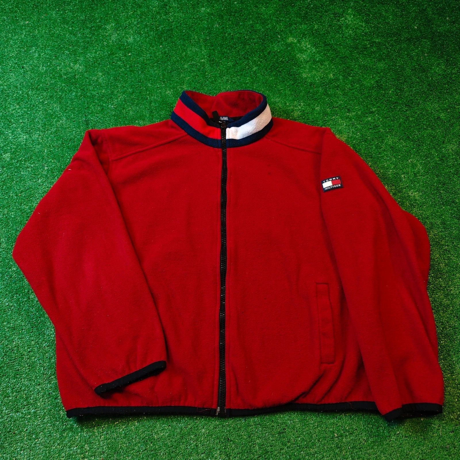 Tommy Hilfiger Vintage Tommy Hilfiger Sherpa Fleece Mens XL Red full zip Size US XL / EU 56 / 4 - 1 Thumbnail