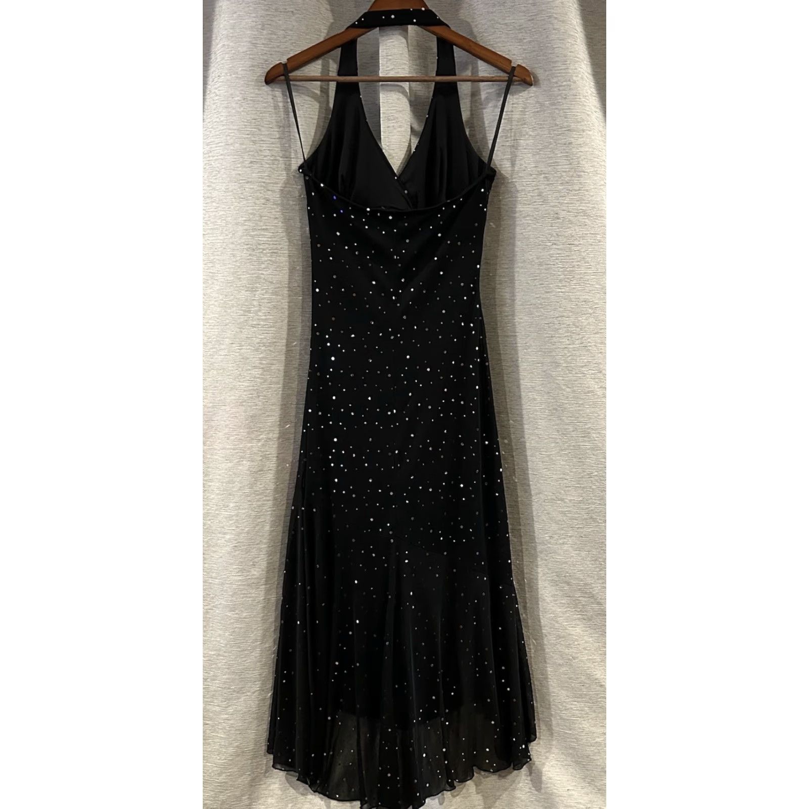 Vintage VINTAGE Taboo Dress Midi Black Sequin Rhinestone Sparkles Y2K 90s Floral V-Neck Sleeveless Party Womens Medium Size M / US 6-8 / IT 42-44 - 4 Thumbnail