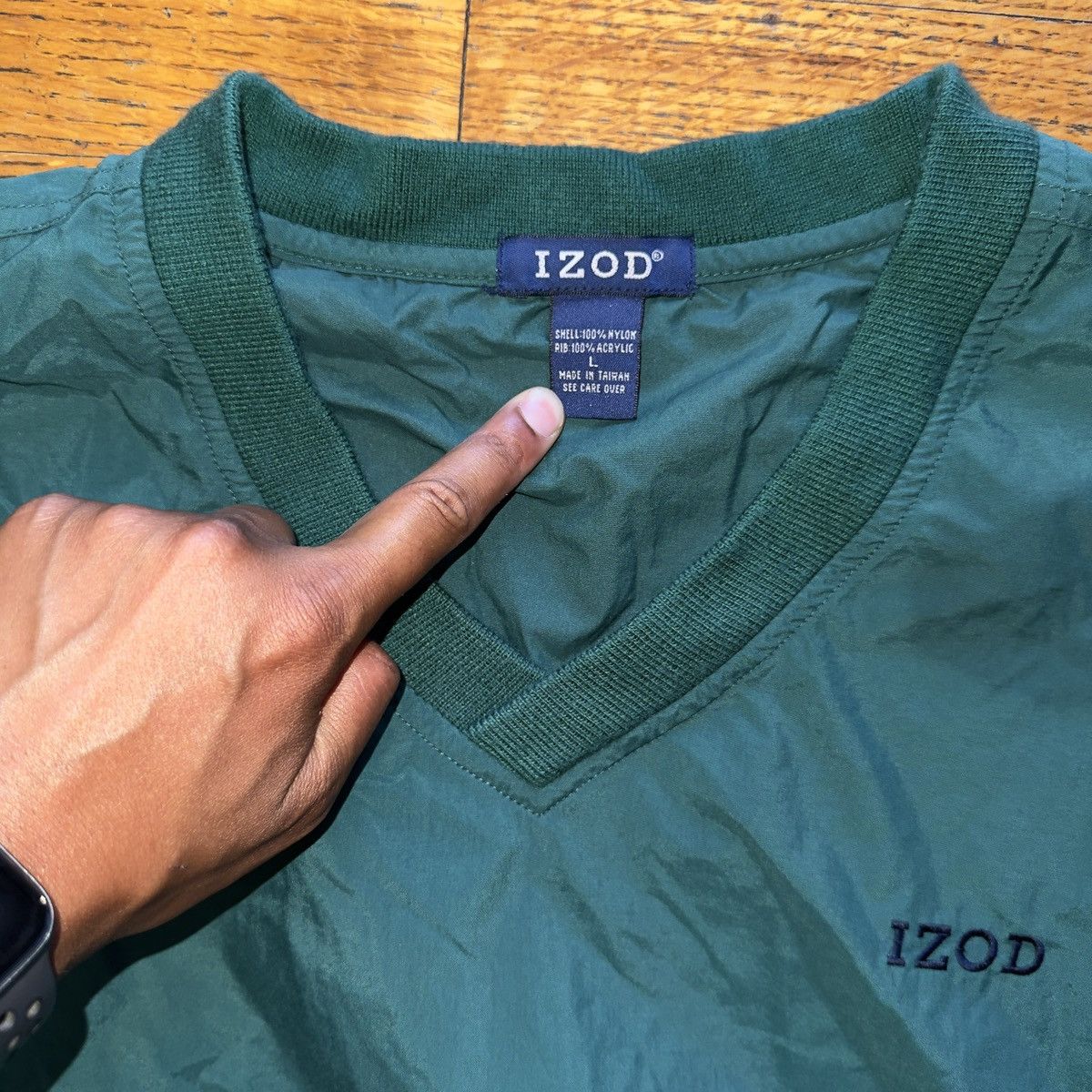 Izod IZOD Pullover V Neck Windbreaker Green Large Size US L / EU 52-54 / 3 - 2 Thumbnail