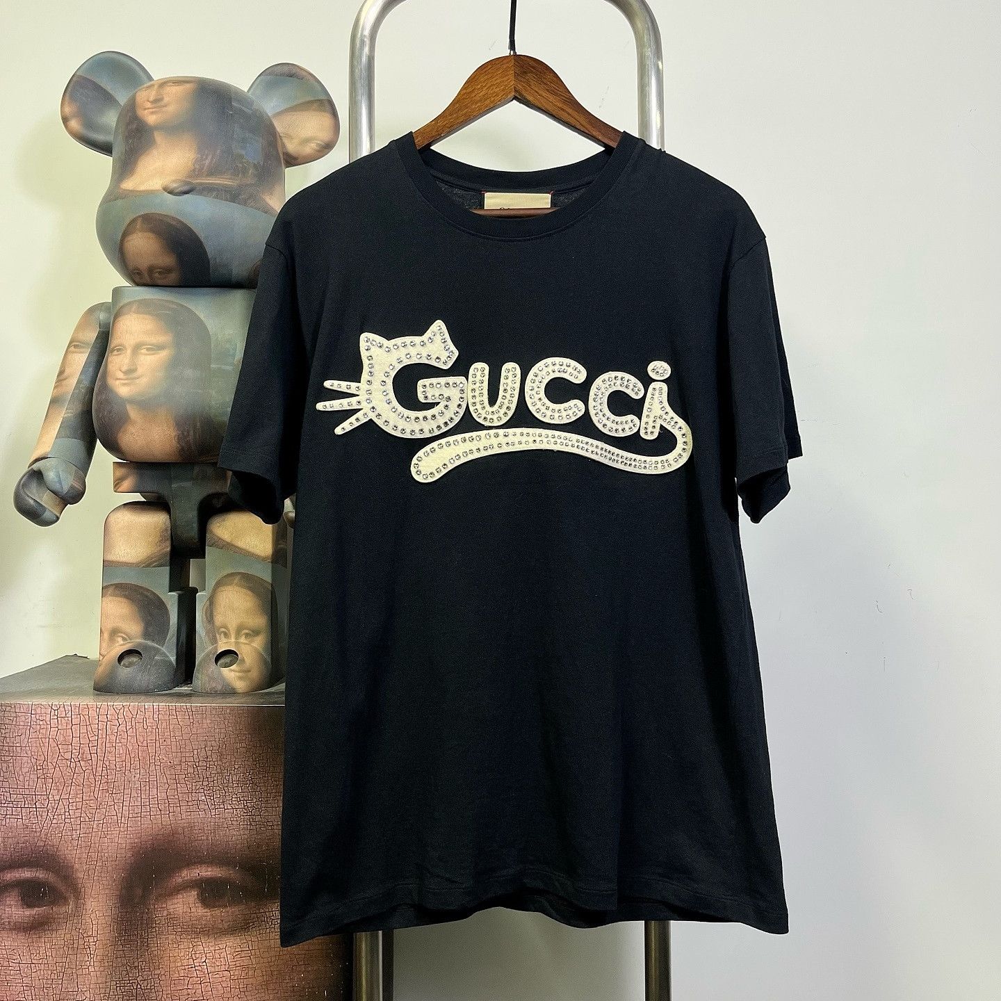 Gucci Gucci Cat Logo Rhinestone T-Shirt Size S Size S / US 4 / IT 40 - 1 Thumbnail