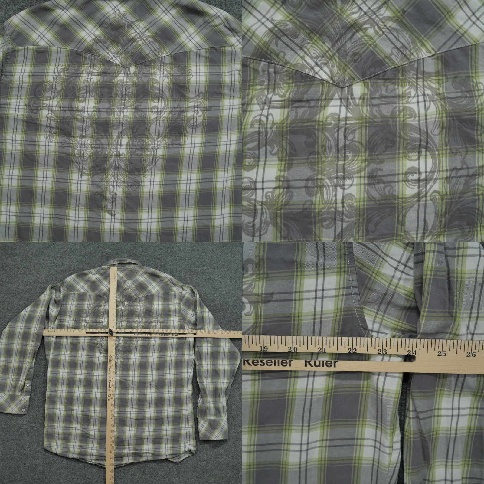 Roper VINTAGE Roper Shirt Mens XL Grey Green Plaid Pearl Snap Long Sleeve Western Country Size US XL / EU 56 / 4 - 8 Thumbnail