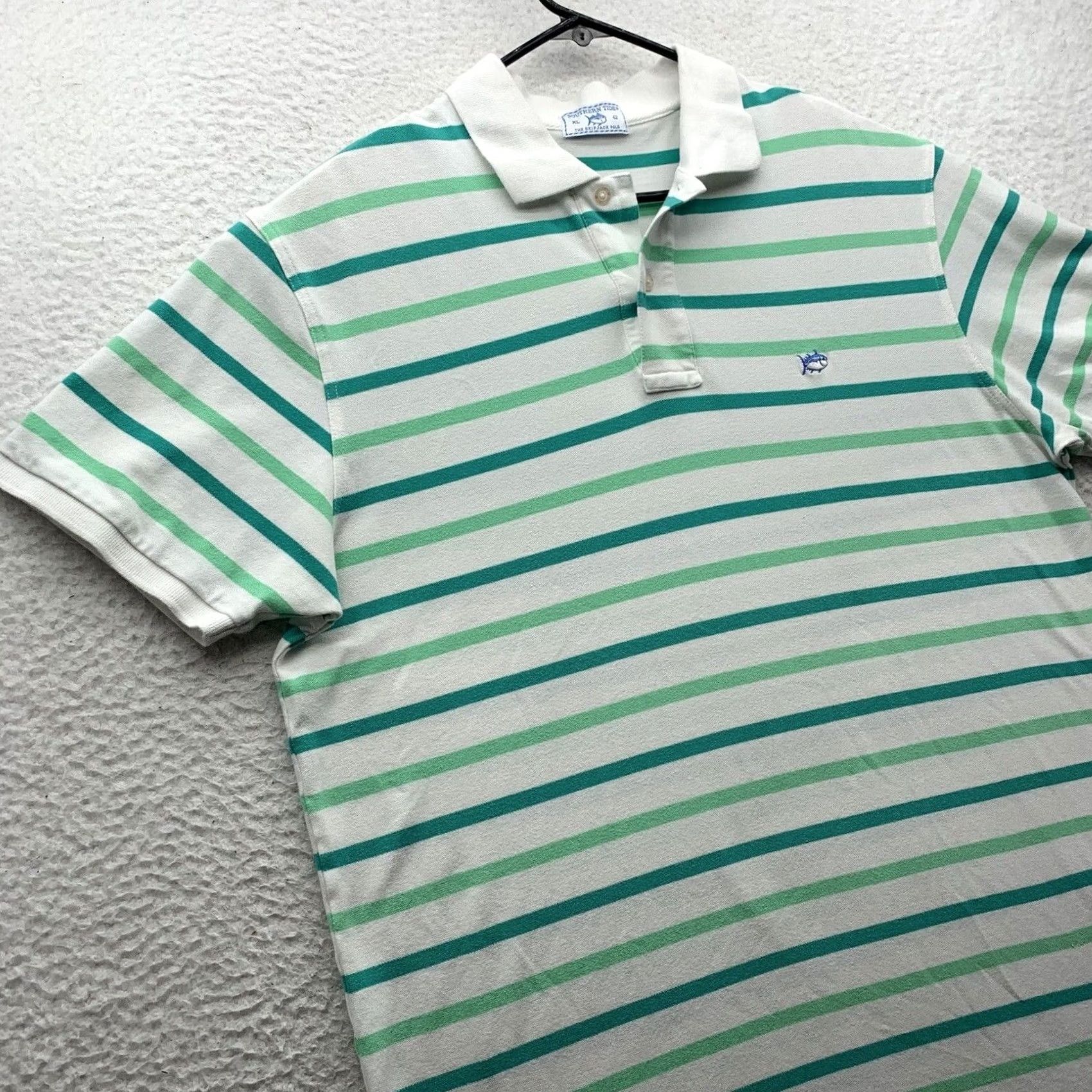 Southern Tide Southern Tide Polo Shirt Mens XL Slim Fit White Green Striped Golf Dad Preppy Size US XL / EU 56 / 4 - 5 Thumbnail
