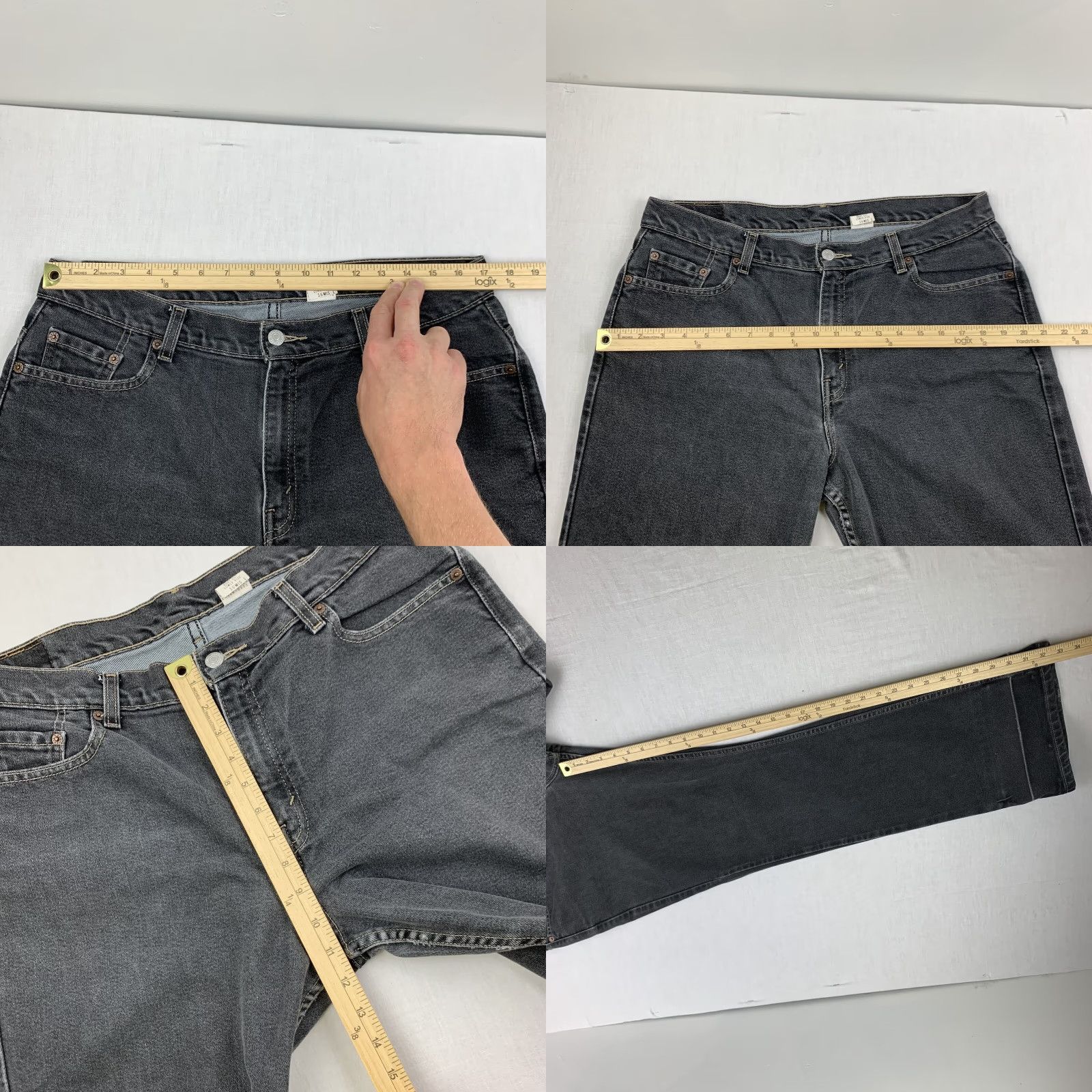Levi's VINTAGE Levi's 515 Jeans Womens 16 Tall Bootcut Black Grunge Y2K USA 32.5 Inseam Juniors? Size 38" / US 16 / IT 52 - 8 Thumbnail
