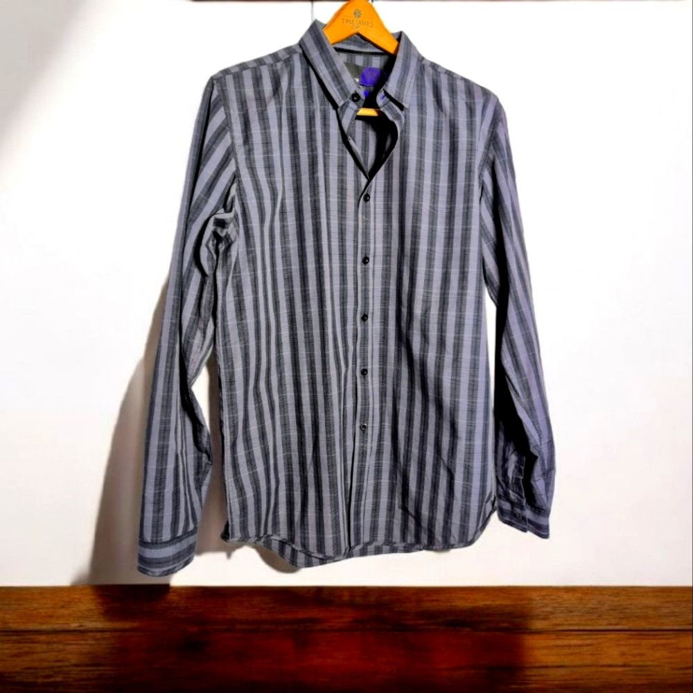 American Rag Vintage American Rag sz L Men's Gray Striped Shirt Size US L / EU 52-54 / 3 - 1 Thumbnail