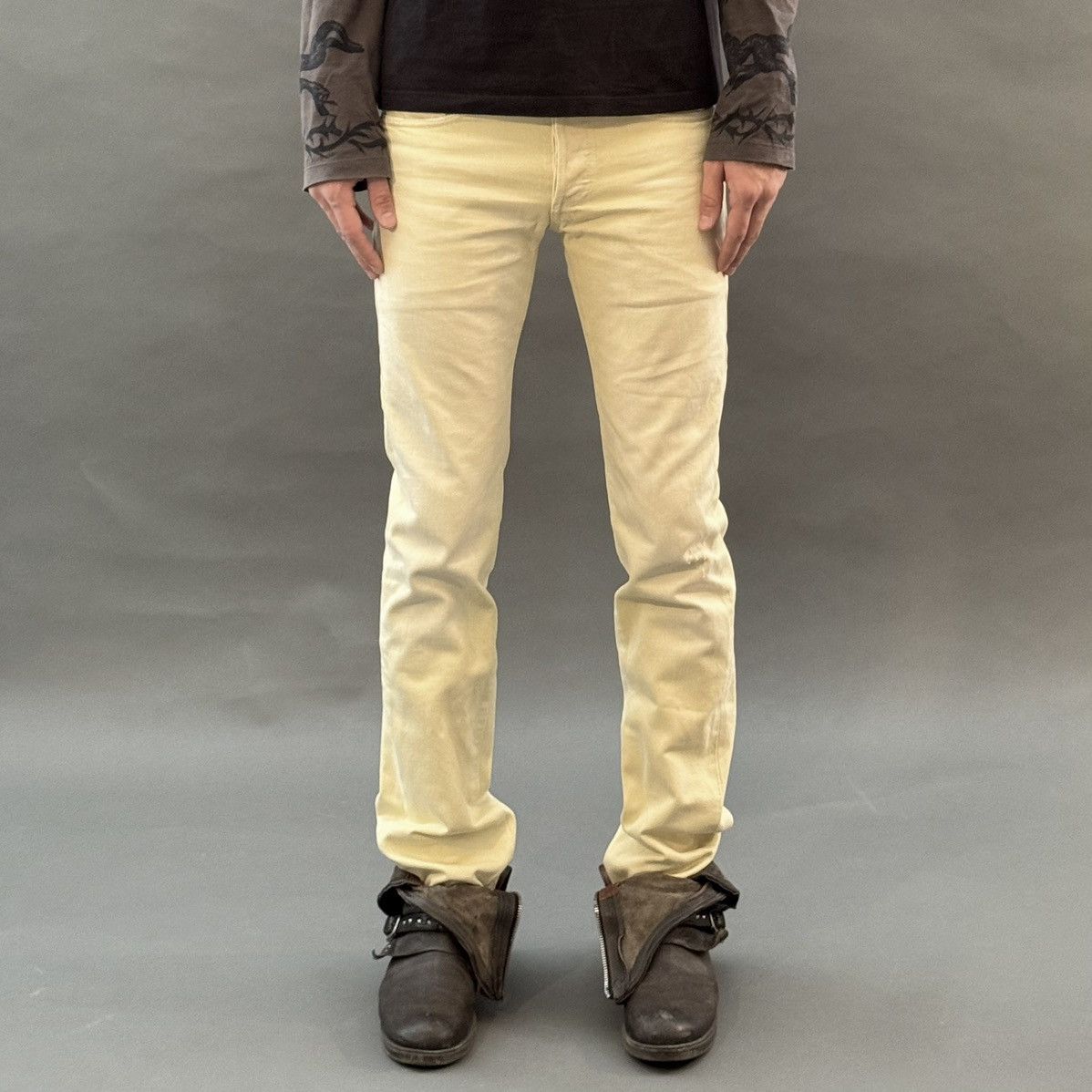 Dior Dior Homme SS06 Jaune Clair Clawmark Jeans Size US 27 - 4 Thumbnail