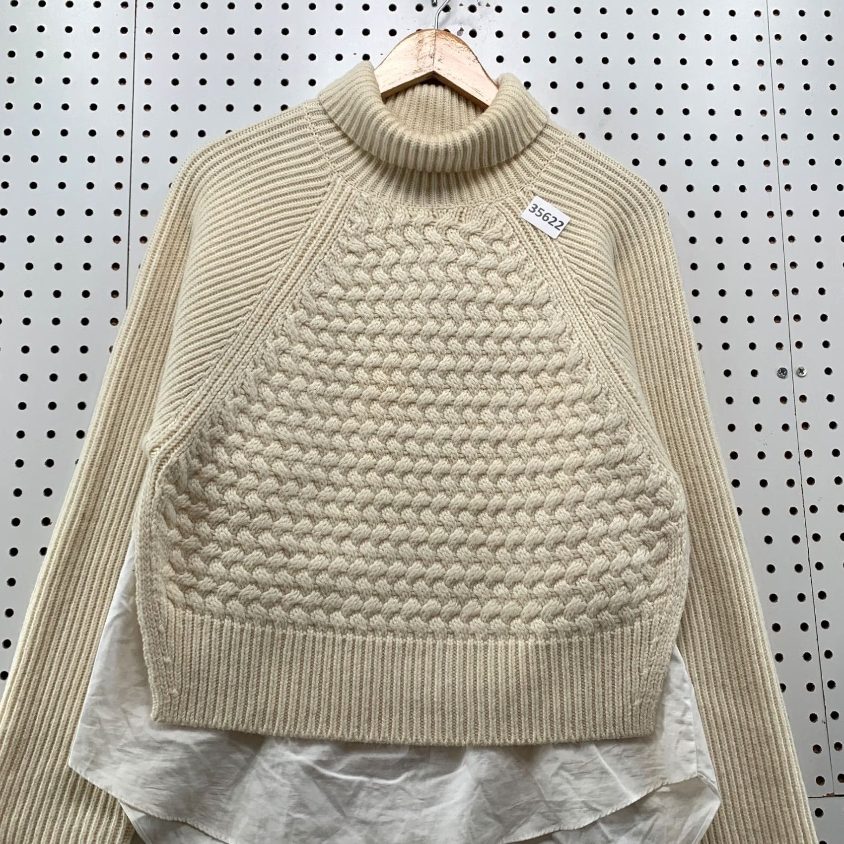 Allsaints AllSaints Knit Sweater Womens Small Beige Wool Cashmere Layers 19.5x27 Size S / US 4 / IT 40 - 7 Thumbnail
