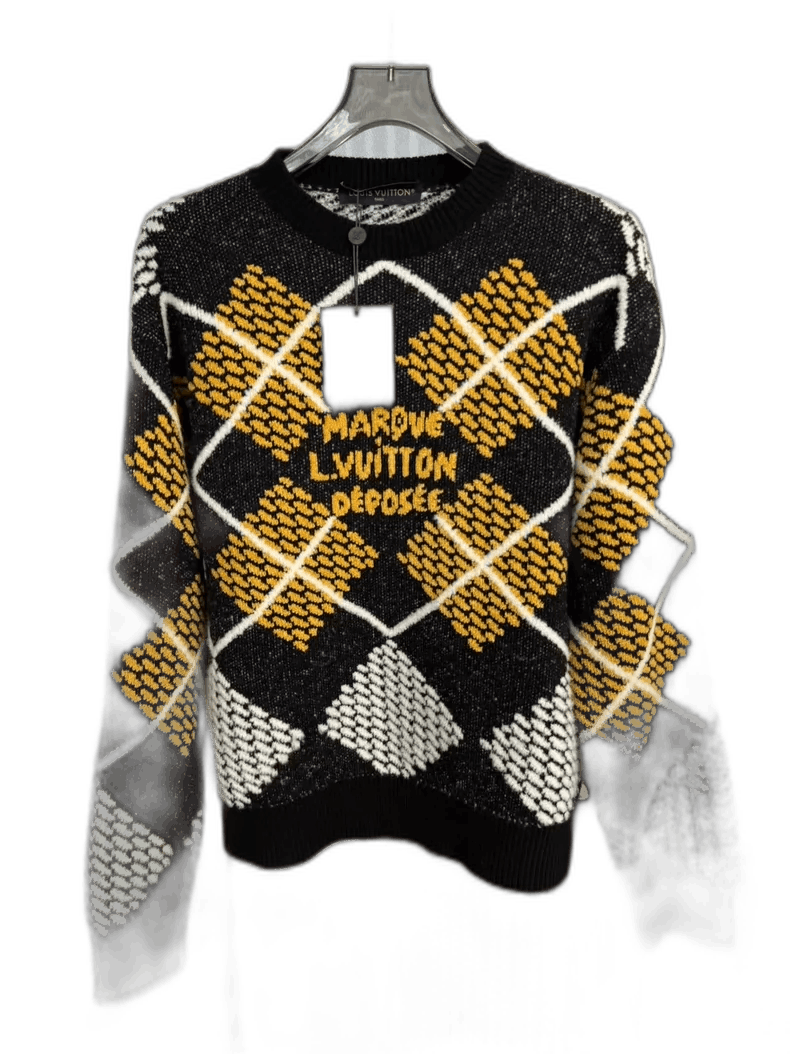 Louis Vuitton Louis Vuitton Black Gray Yellow Knit Sweater-yf Size US M / EU 48-50 / 2 - 1 Thumbnail
