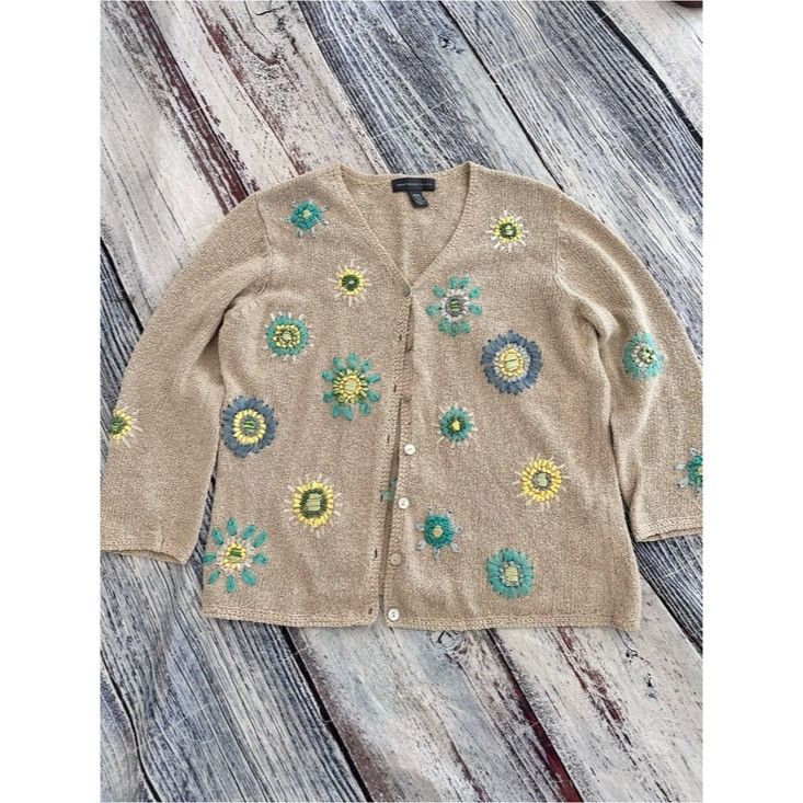 Northern Isles Vintage Northern Isles Beige Floral Embroidered Silk/Linen C Size M / US 6-8 / IT 42-44 - 2 Thumbnail
