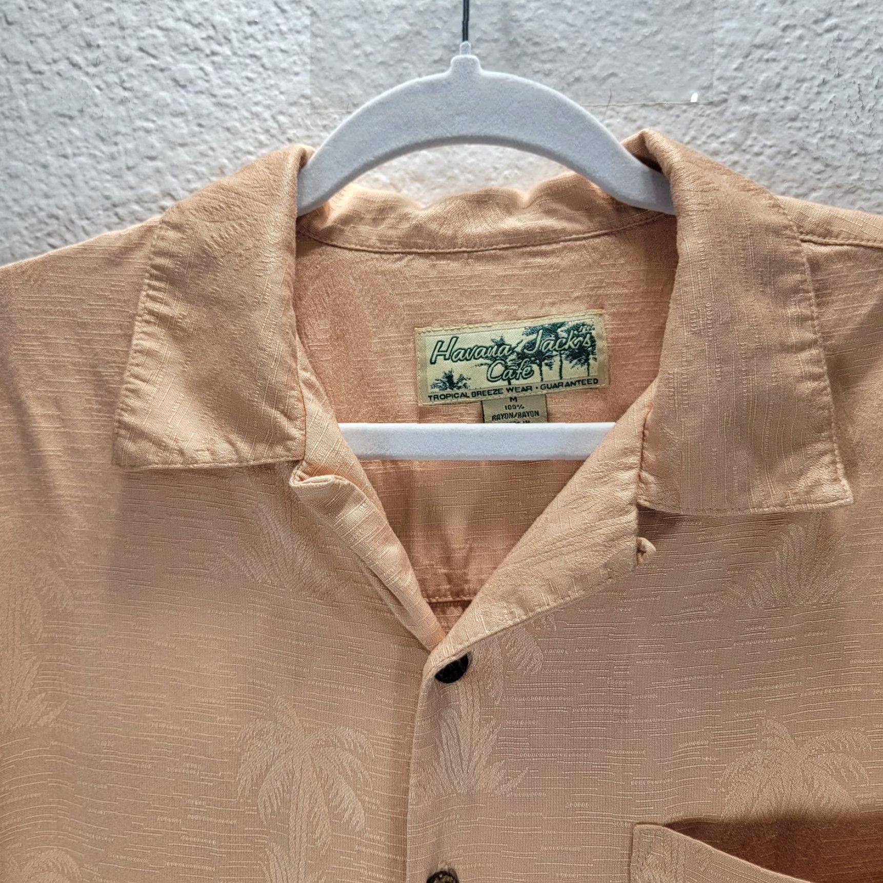 Vintage Men's Havana Jack's Cafe Peach Shirt Short Sleeve Button Up Hawaiian Soft Sz M Size US M / EU 48-50 / 2 - 5 Thumbnail