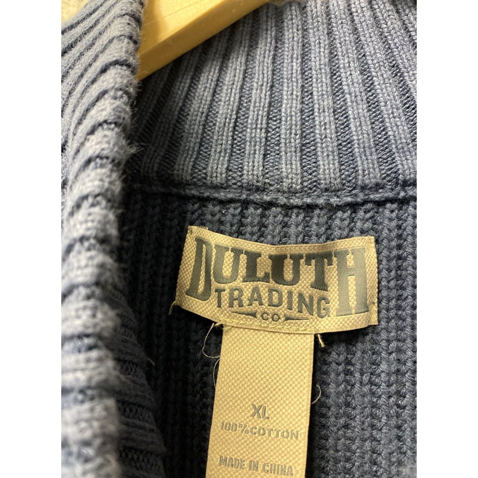 Vintage Duluth Shawl Collar Sweater Mens XL NAVY Knit /0591 Size US XL / EU 56 / 4 - 4 Thumbnail