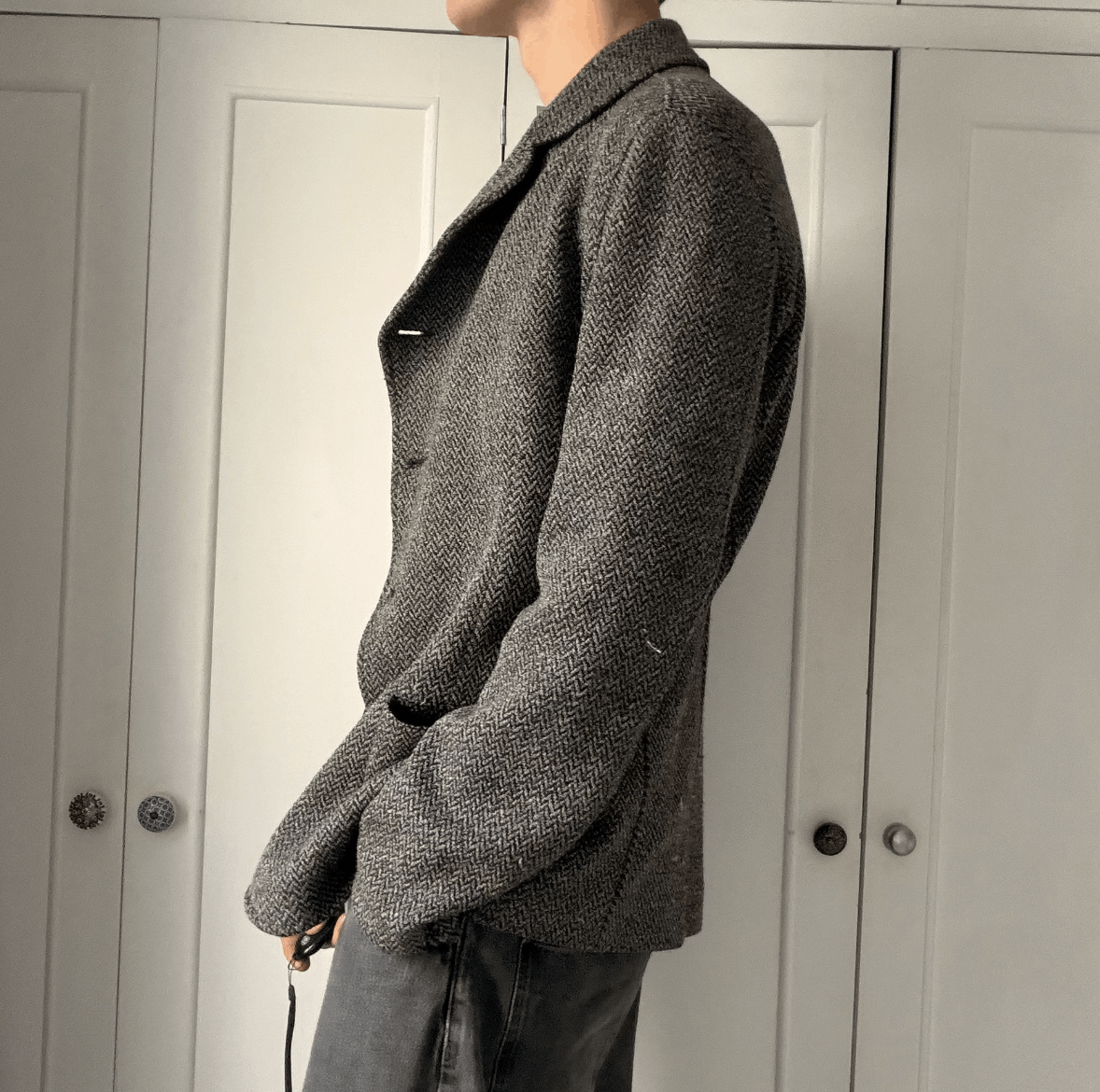 Giorgio Armani Borgo 21 Unstructured Herringbone Wool Blazer w Velvet Trim Size 40L - 5 Thumbnail