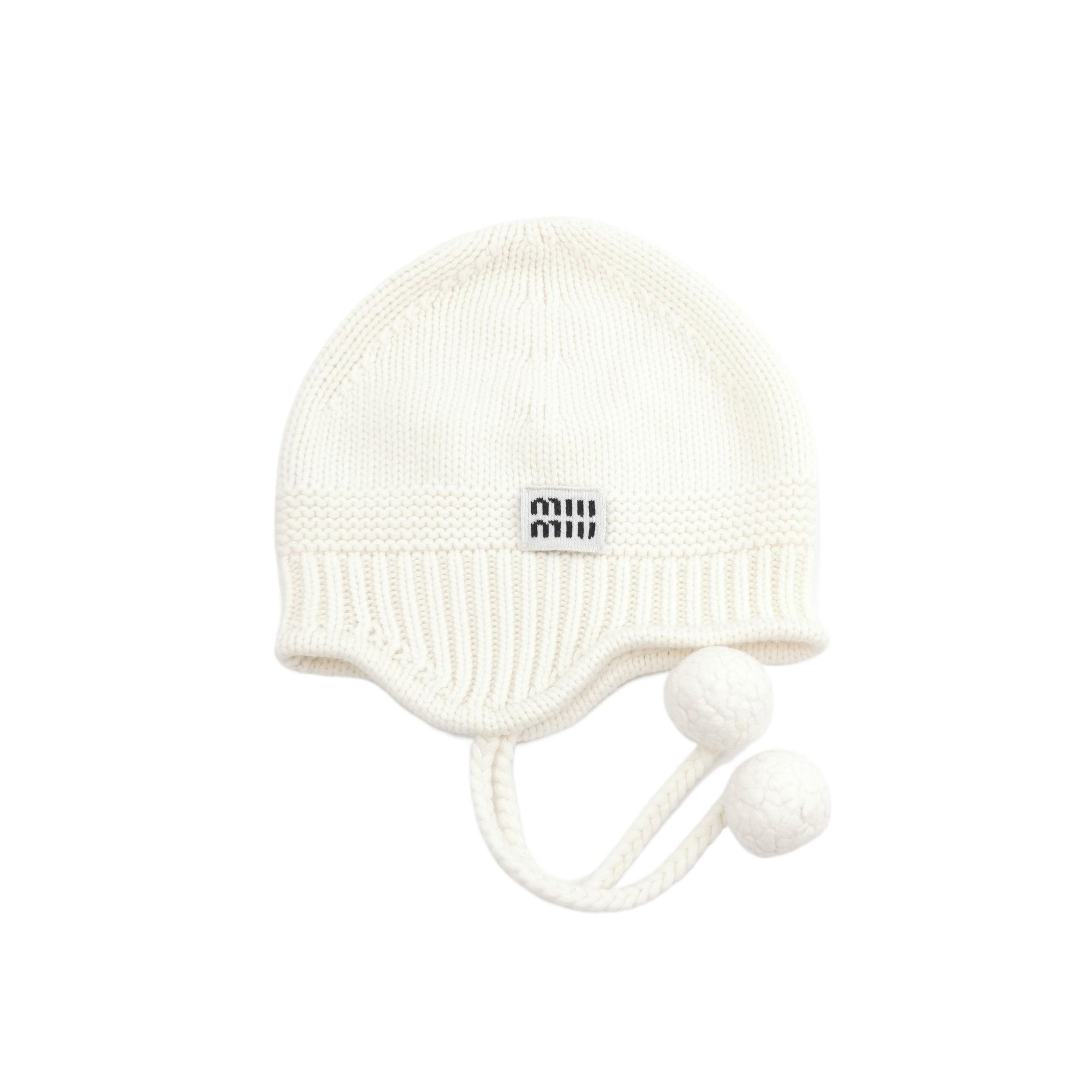 Miu Miu Miu Miu Logo Patch Pom-Pom Hat Size ONE SIZE - 1 Thumbnail
