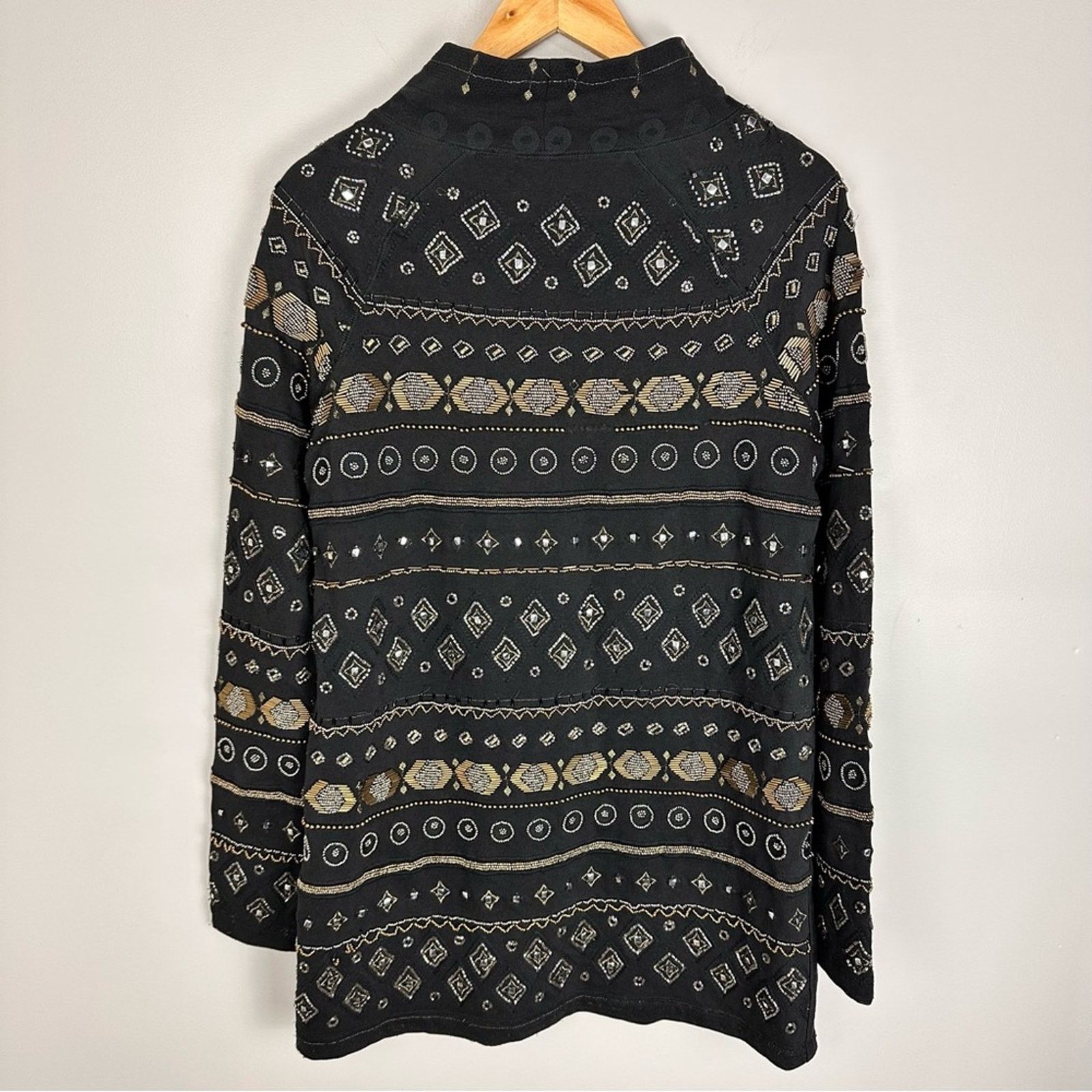 Free People Free People Gold Beaded Long Sleeve Shift Mini Dress Black S Size S / US 4 / IT 40 - 12 Thumbnail