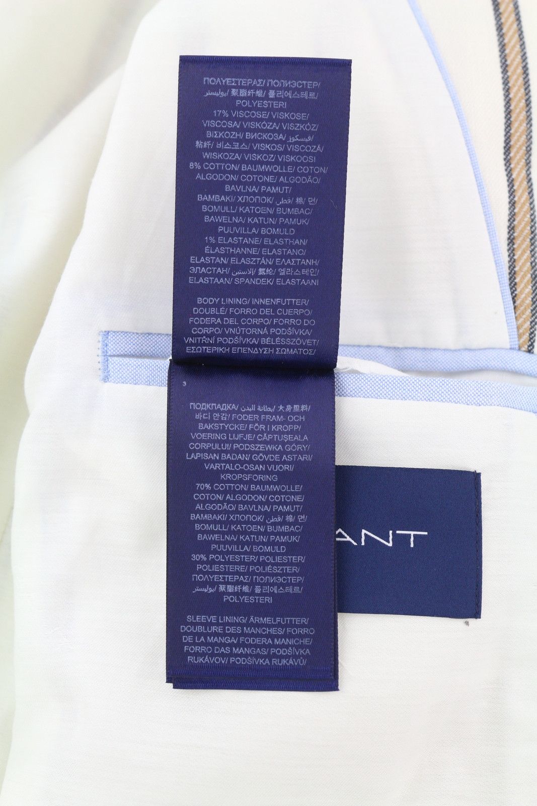 Gant STRIPE LINEN EU42 Off-White Linen Notch Blazer 85340 Size L / US 10 / IT 46 - 11 Thumbnail