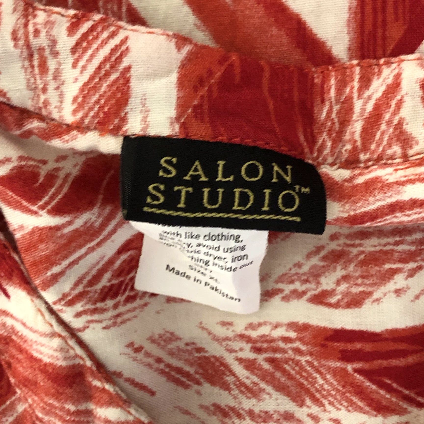 Vintage Salon Studio Top XL Red Ivory Geo Tie Neck Sleeveless Hi Lo Hem beach coastal Size XL / US 12-14 / IT 48-50 - 5 Thumbnail