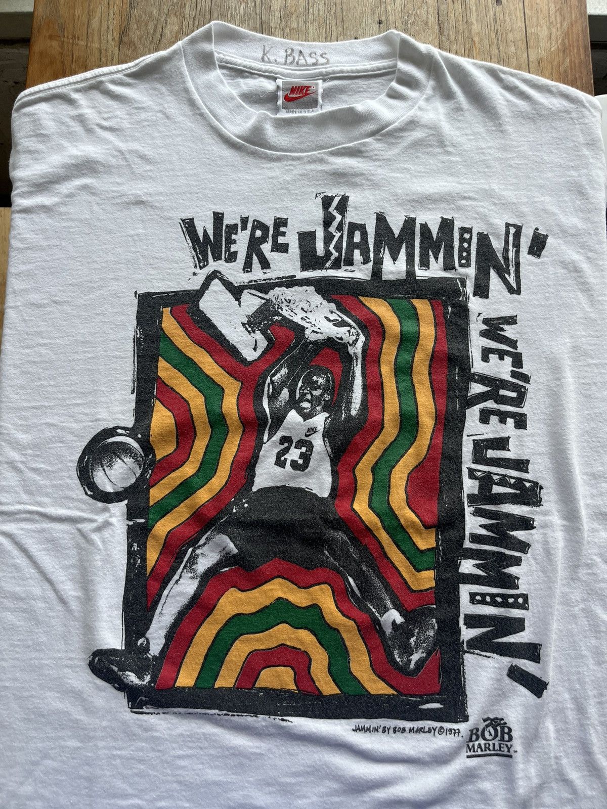 Nike × Vintage Vtg NIKE Michael Jordan Jammin’by Bob Marley 90’s tshirt Size US L / EU 52-54 / 3 - 4 Thumbnail