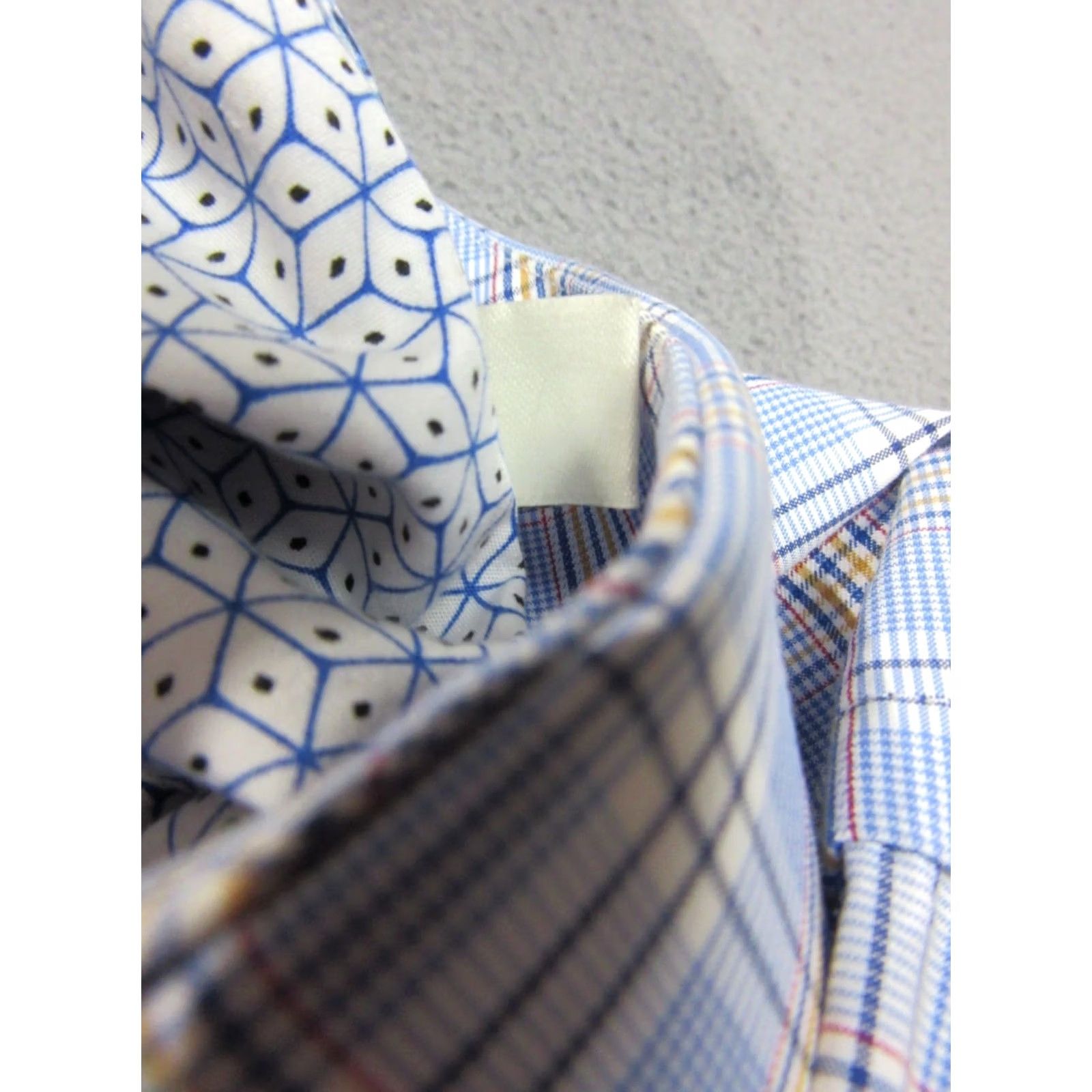Ted Baker Ted Baker Shirt Mens 16.5 34/35 Blue Tartan Plaid Endurance Geometric Flip Cuff Size US XL / EU 56 / 4 - 7 Thumbnail