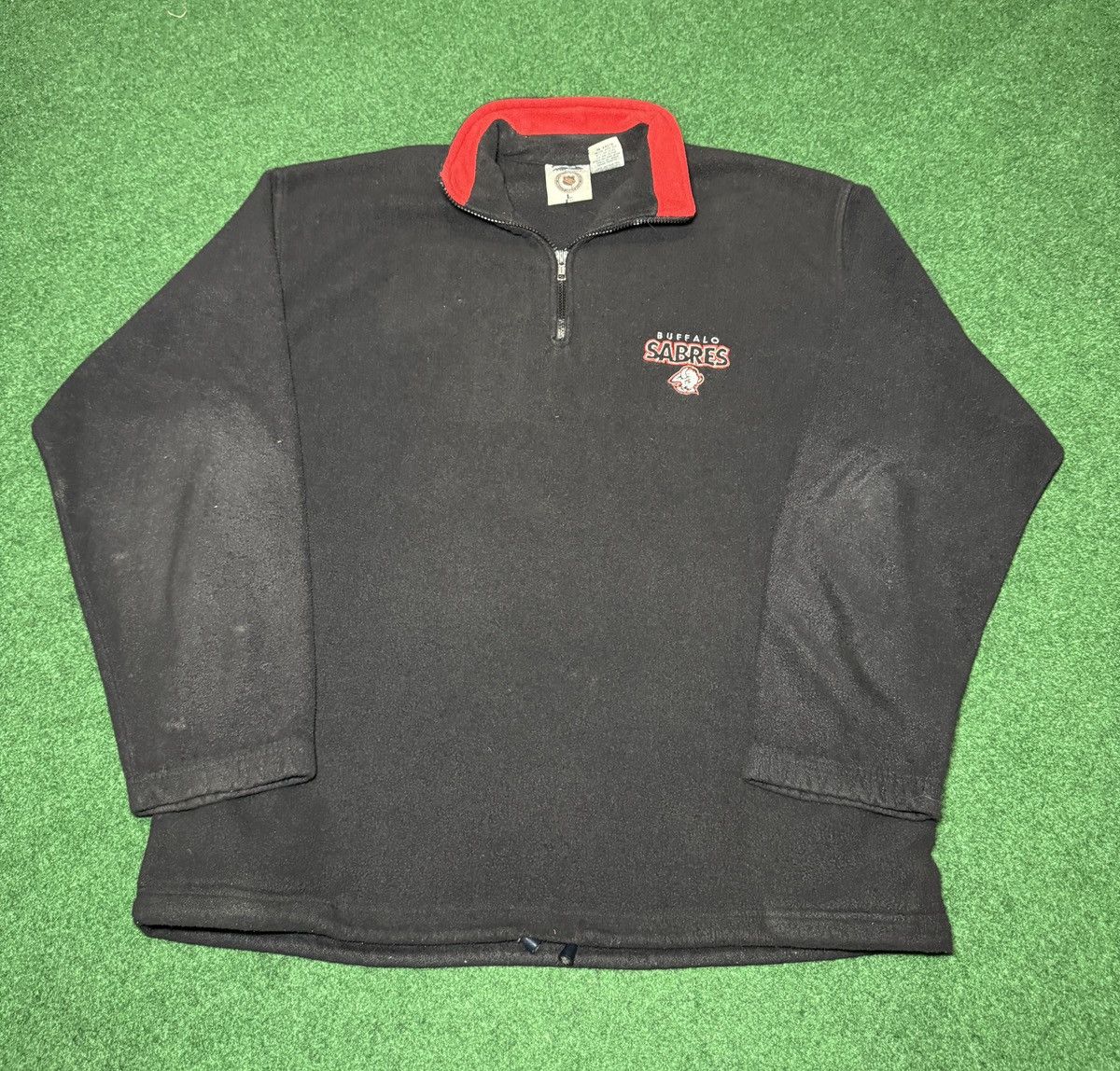 Vintage 90s Buffalo Sabres Retro Goat Head 1/4 Zip Sweatshirt Size US L / EU 52-54 / 3 - 1 Thumbnail