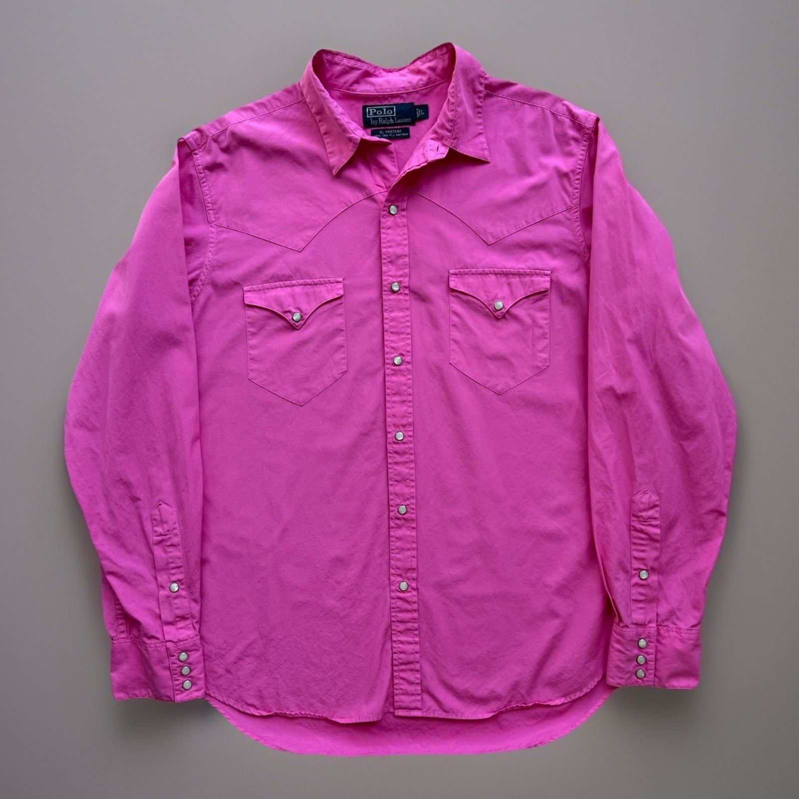 Polo Ralph Lauren × Vintage Vintage Polo Ralph Lauren Pearl Snap Shirt L Pink 90s RL Size US L / EU 52-54 / 3 - 1 Thumbnail