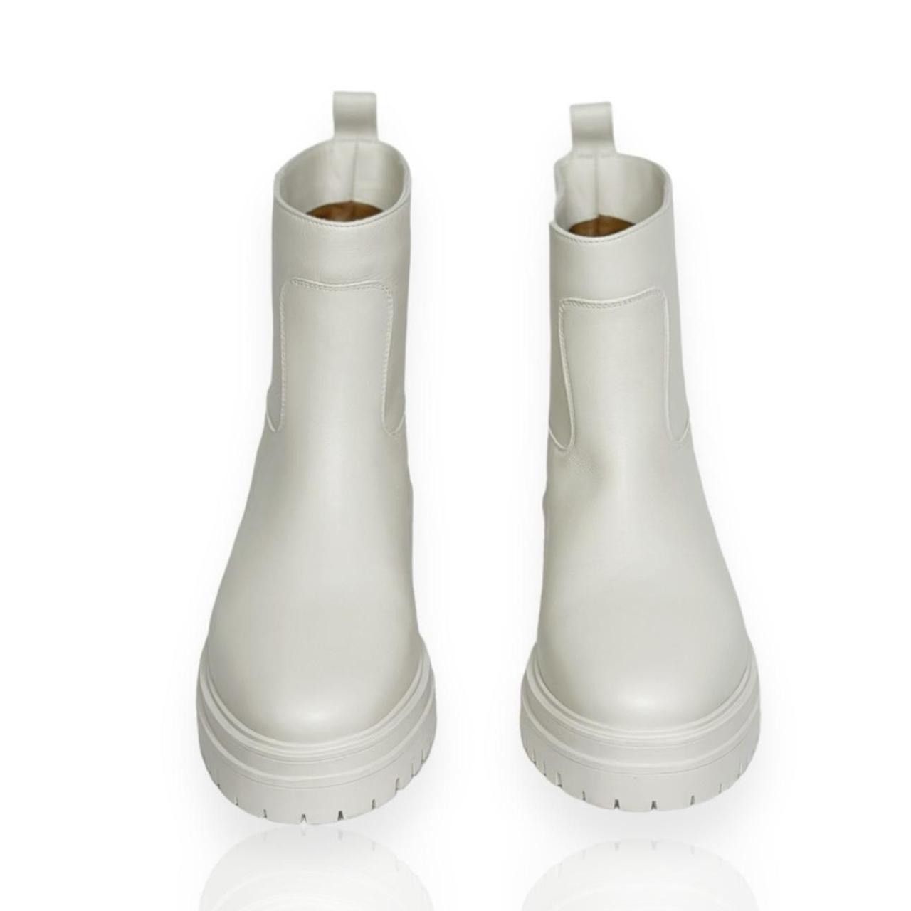 ba&sh BA&SH Navy Cighter Leather Ankle Boots, Off White, FR40/US9 Size US 9 / IT 39 - 3 Thumbnail