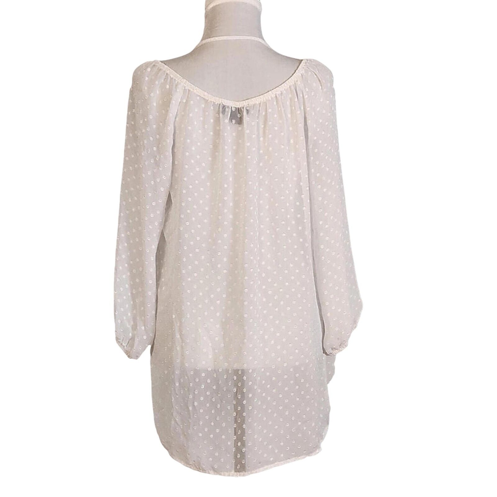 Other AB Studio Size Large Blouse White Sheer Textured Polka Dot Size L / US 10 / IT 46 - 3 Thumbnail