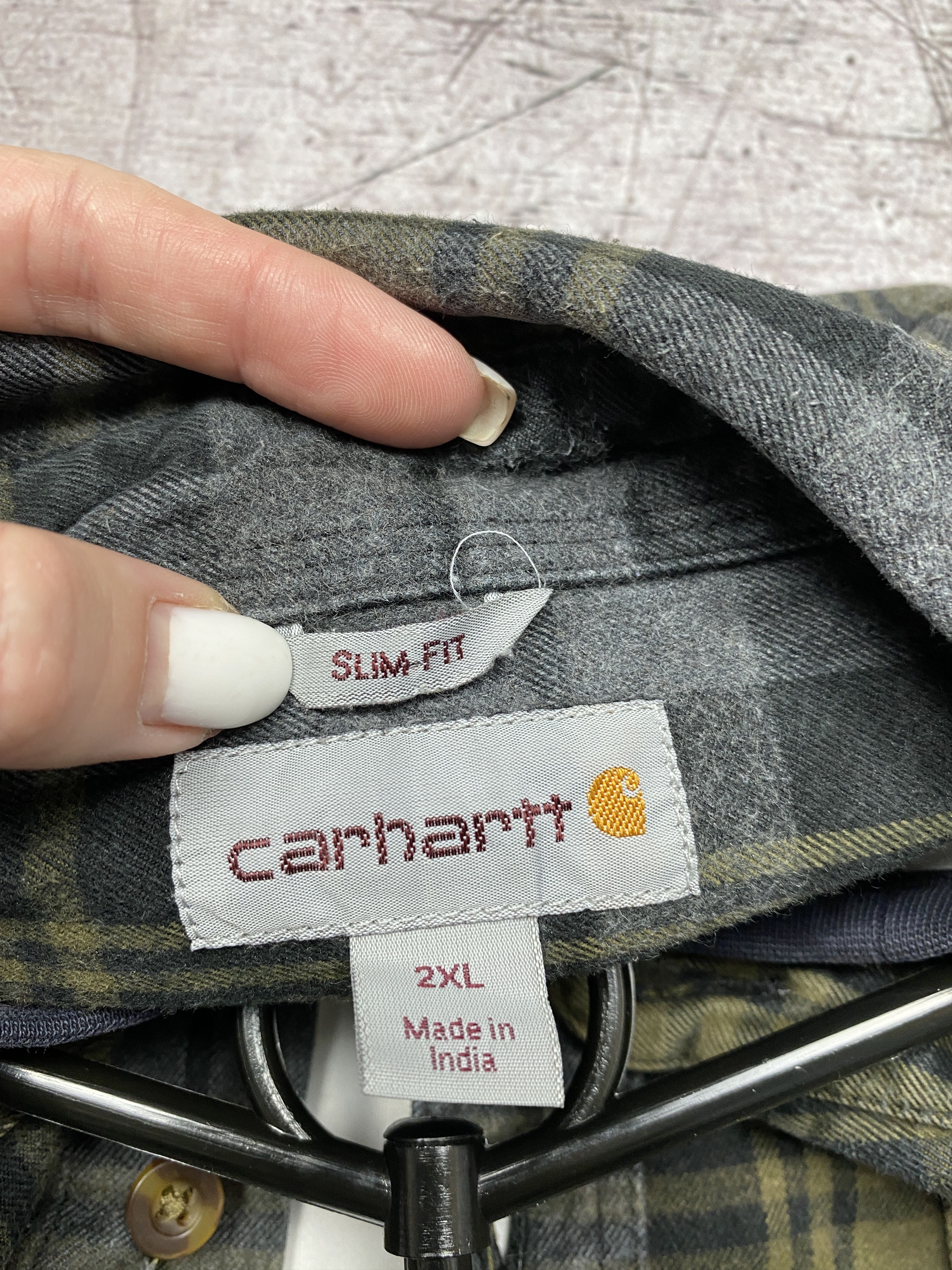 Carhartt × Vintage Carhartt Vintage Mens Flannel Plaid Shirt Y2K Overshirt Size US XXL / EU 58 / 5 - 6 Thumbnail