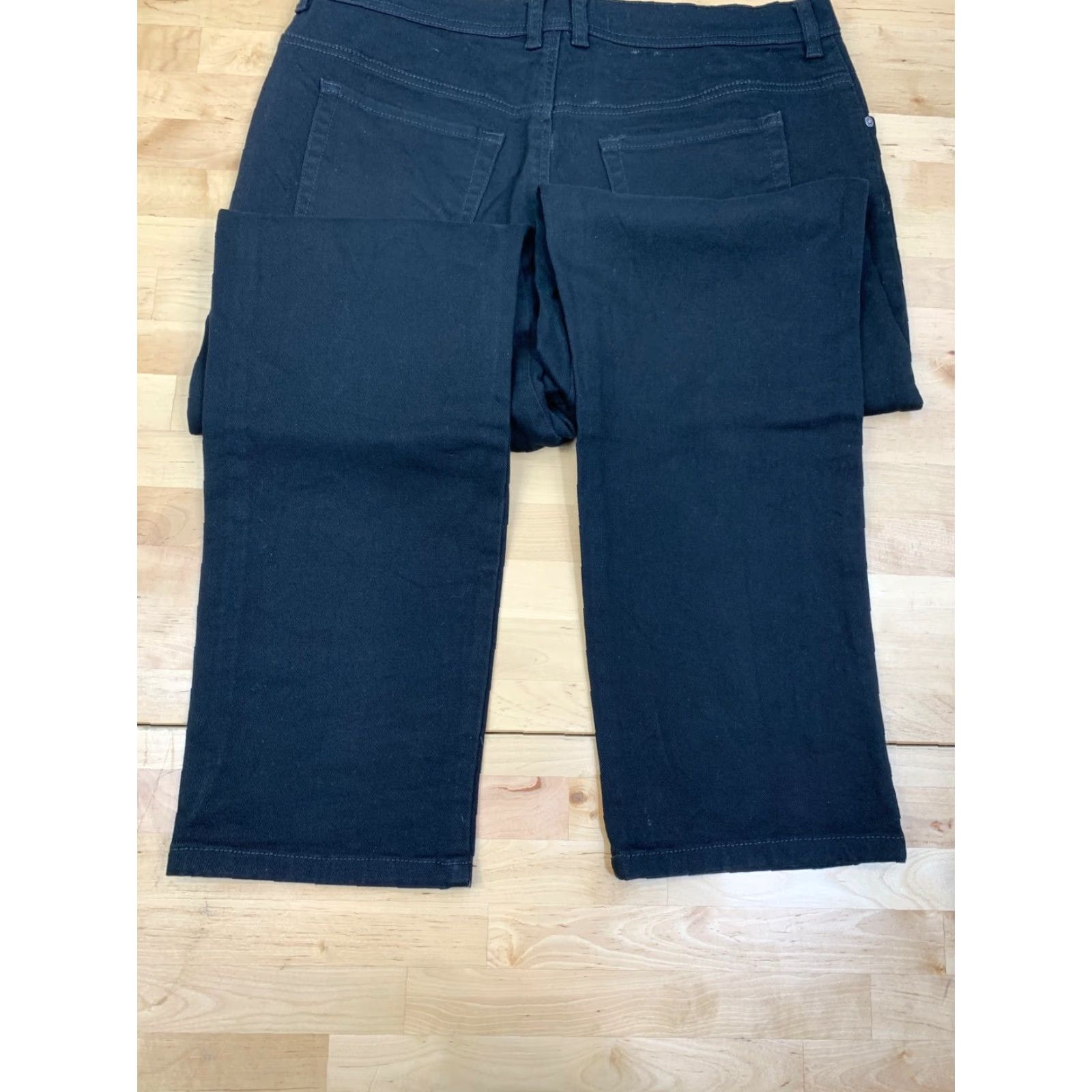 Gloria Vanderbilt Gloria Vanderbilt Amanda Jeans Womens 14 Black Denim Straight Regular Rise High 29.5in Belt Loops Pockets Zip Button Size 36" / US 14 / IT 50 - 4 Thumbnail