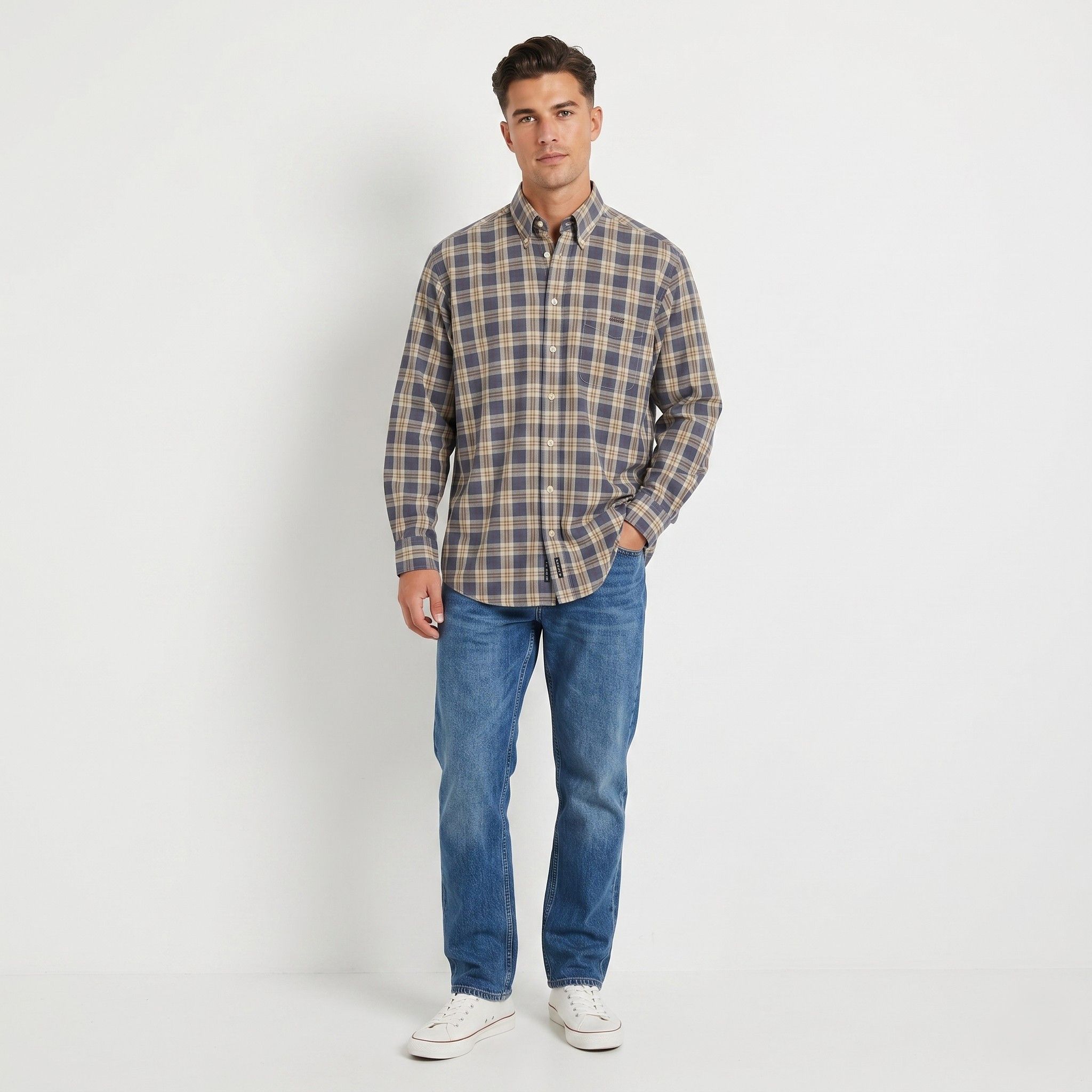 Gant Gant Men M Casual Shirt Blue Check Sport Fit 6321 Size US M / EU 48-50 / 2 - 1 Thumbnail
