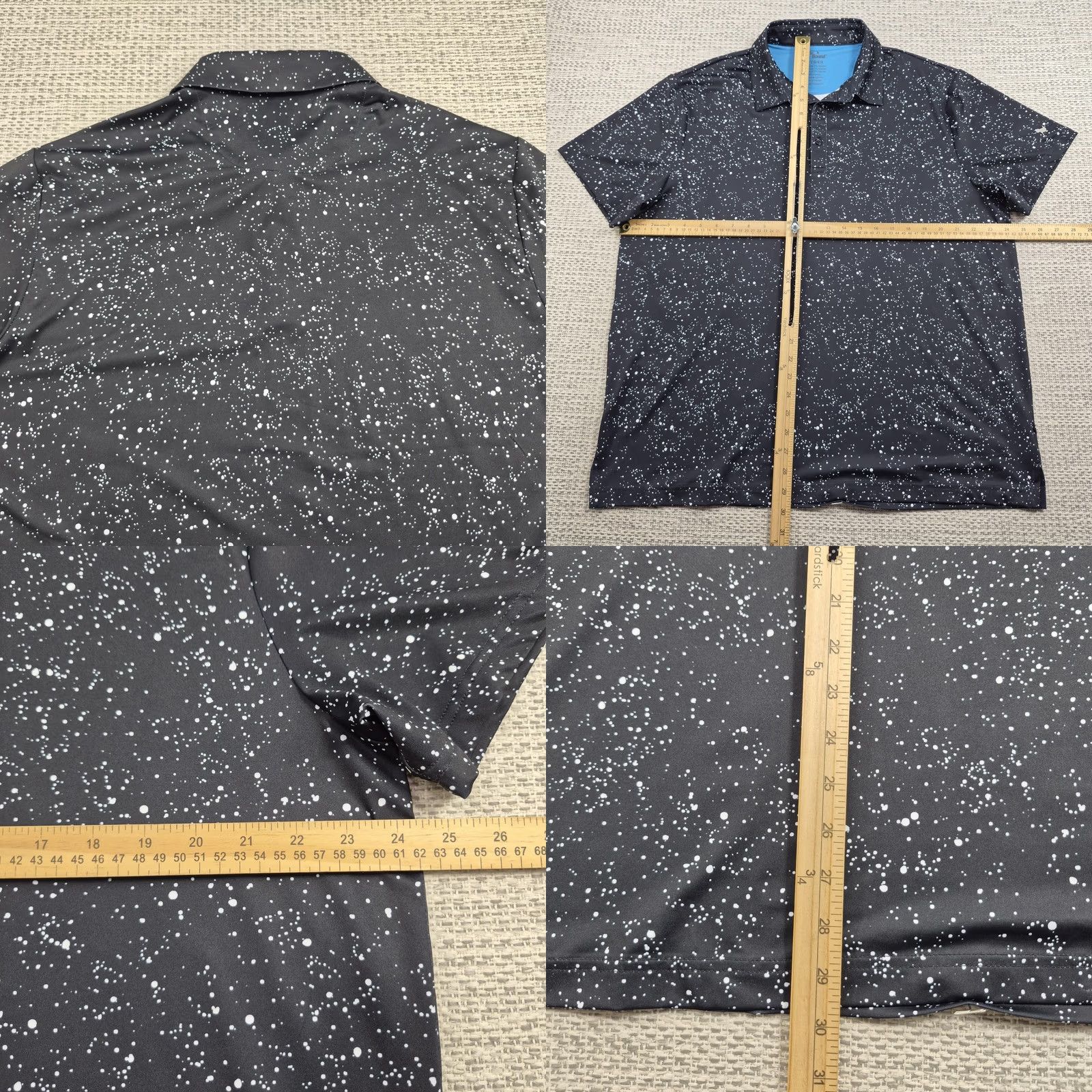 Vintage Birdie Bound Polo Shirt Mens XL Black Speckle Print Golf Performance Stretch Shirt Size US XL / EU 56 / 4 - 8 Thumbnail