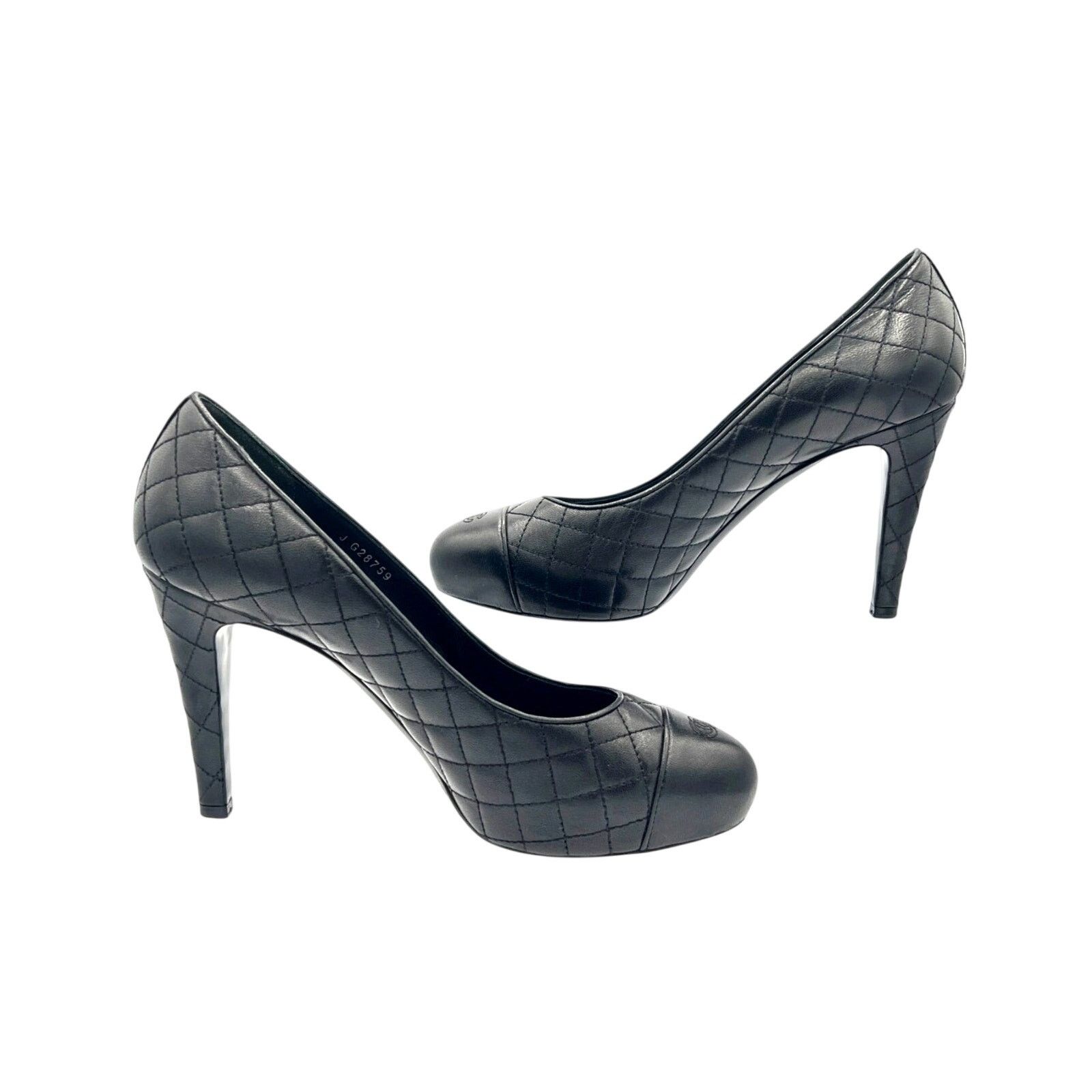 Chanel Chanel Quilted Lambskin Cap Toe Platform Heels 38.5 Black Size US 8.5 / IT 38.5 - 1 Thumbnail