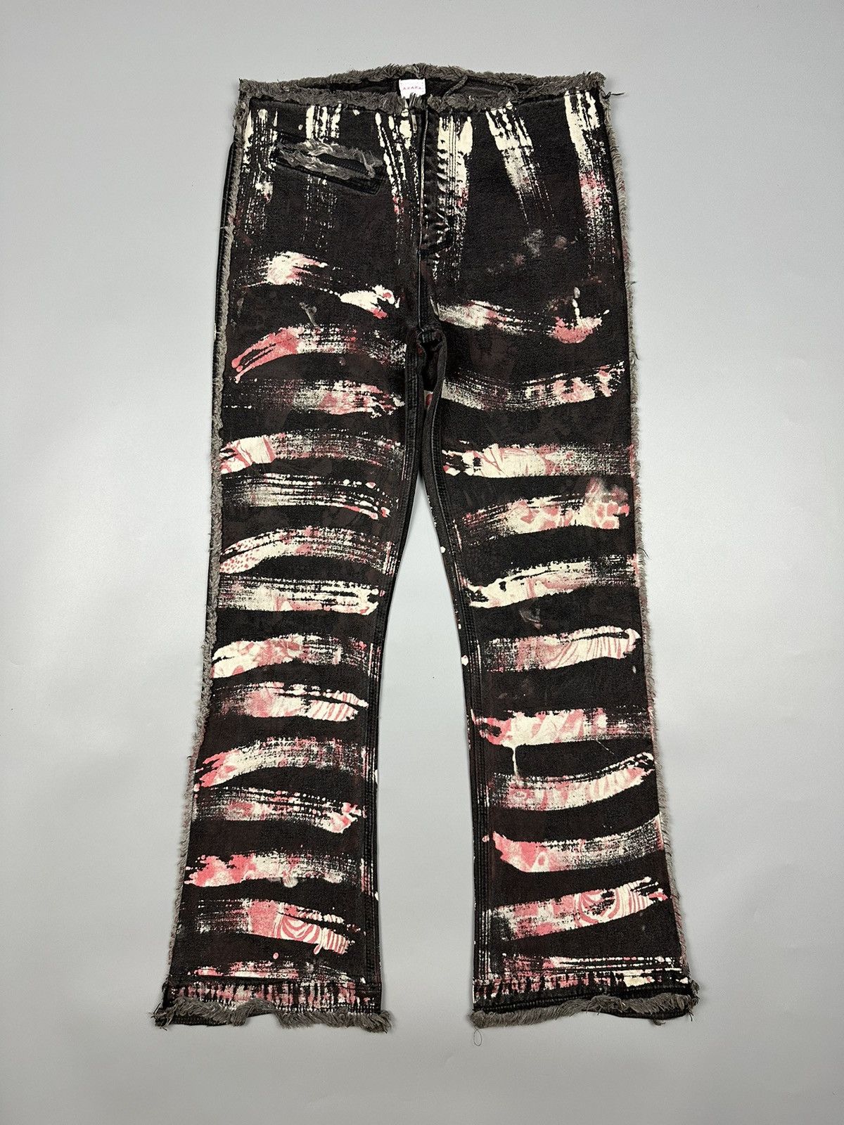 If Six Was Nine × Le Grande Bleu (L.G.B.) 🔥Rare🔥Axara Turk Malidir Punk Graffiti Painted Flared Pants Size US 28 / EU 44 - 1 Thumbnail