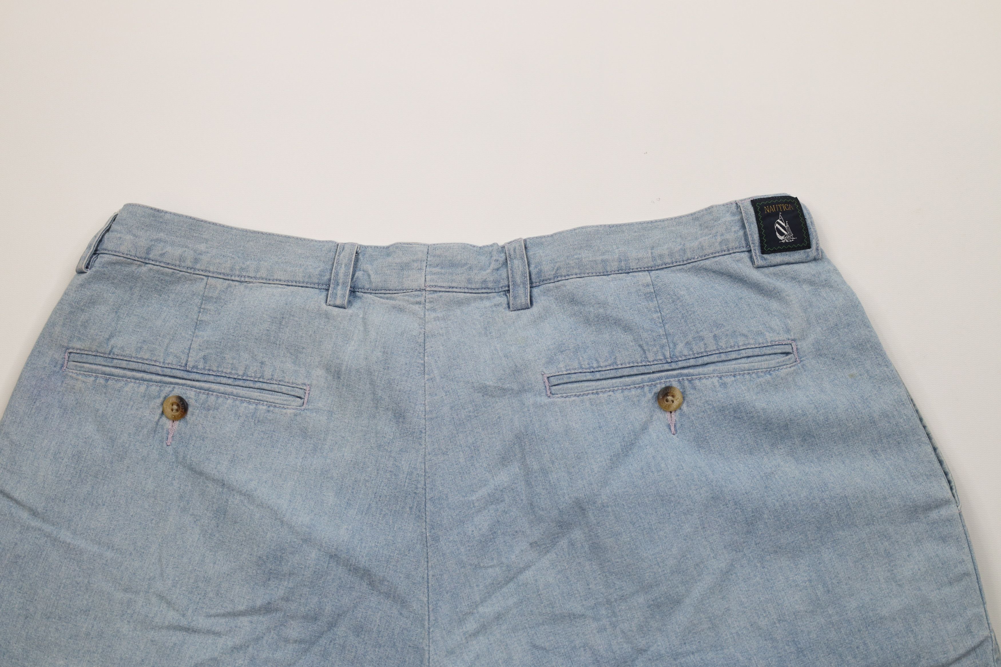 Nautica Vintage 90s Nautica Above Knee Chambray Chino Shorts Blue Size US 40 / EU 56 - 11 Thumbnail